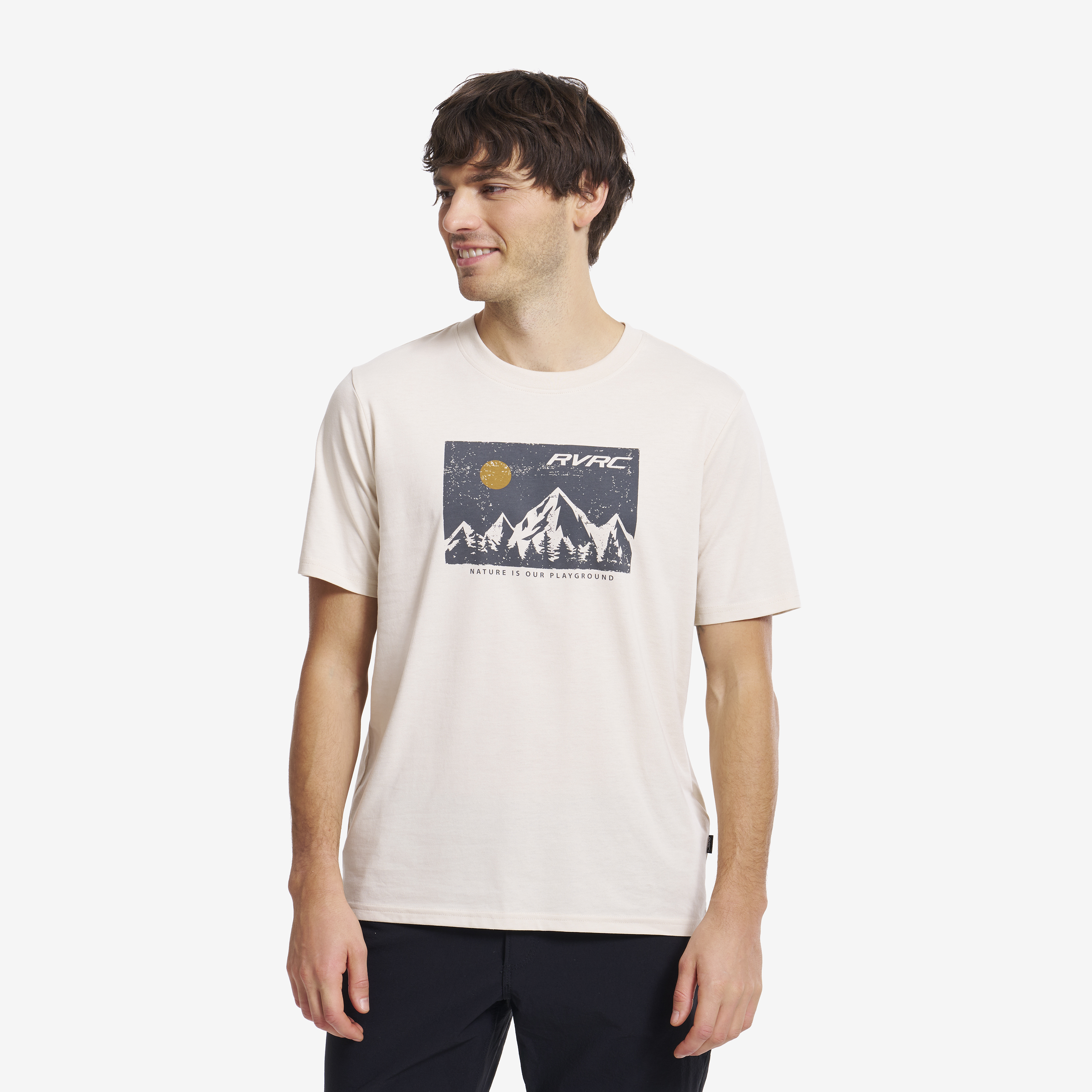 Easy Graphic T-shirt Oatmeal Herre,