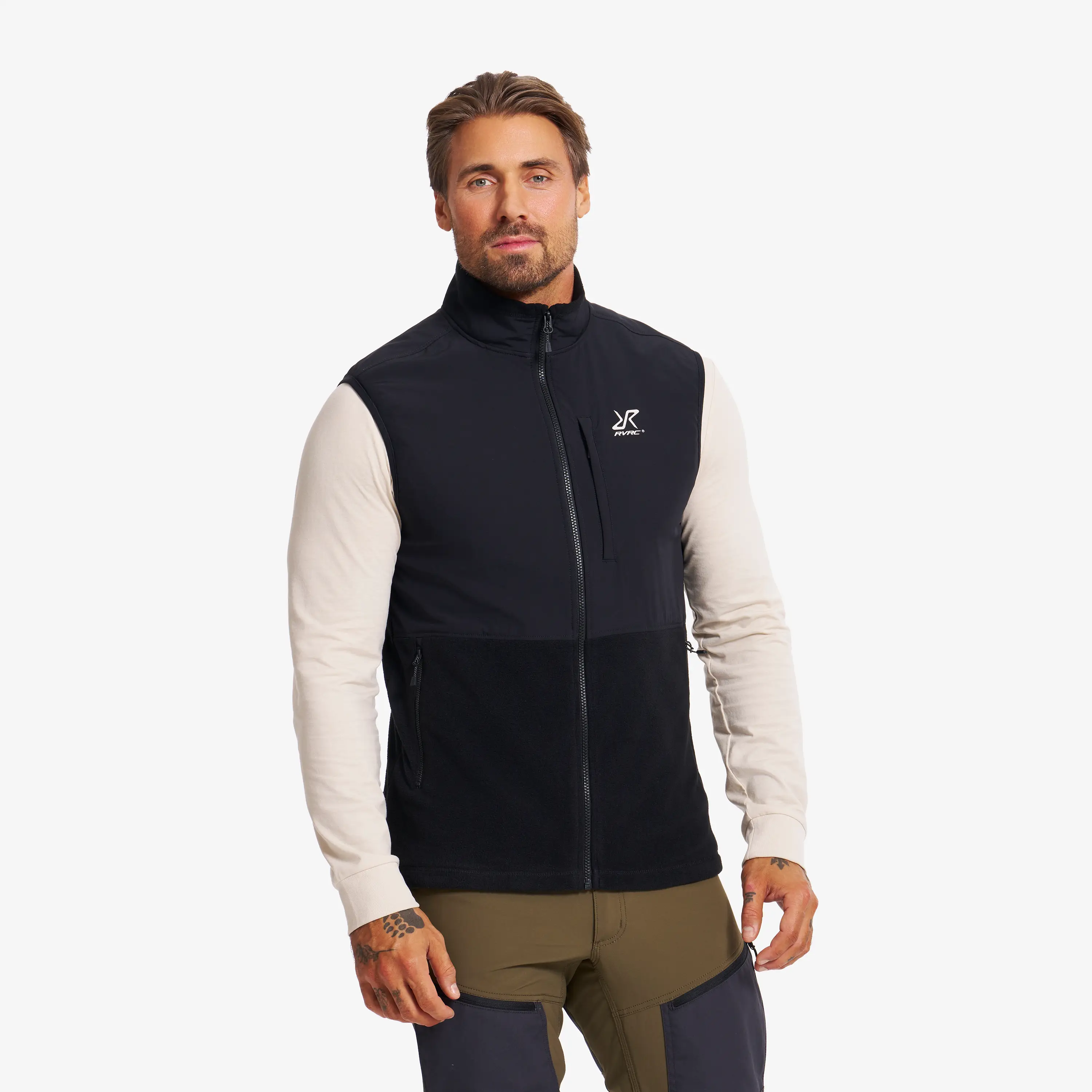 River Hybrid Fleece Vest Black Herren, 