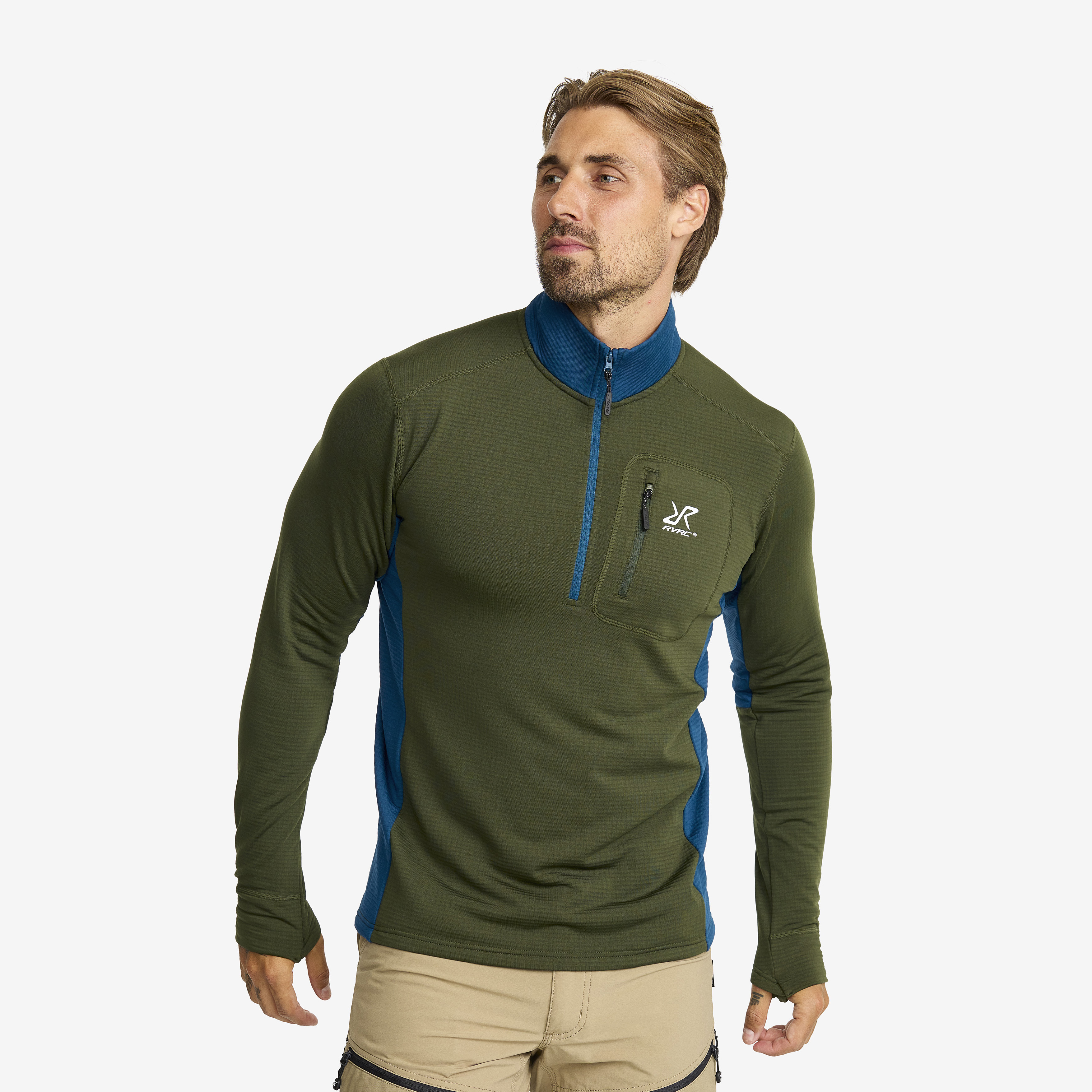 Waffle Half-zip Fleece Forest Green Men,