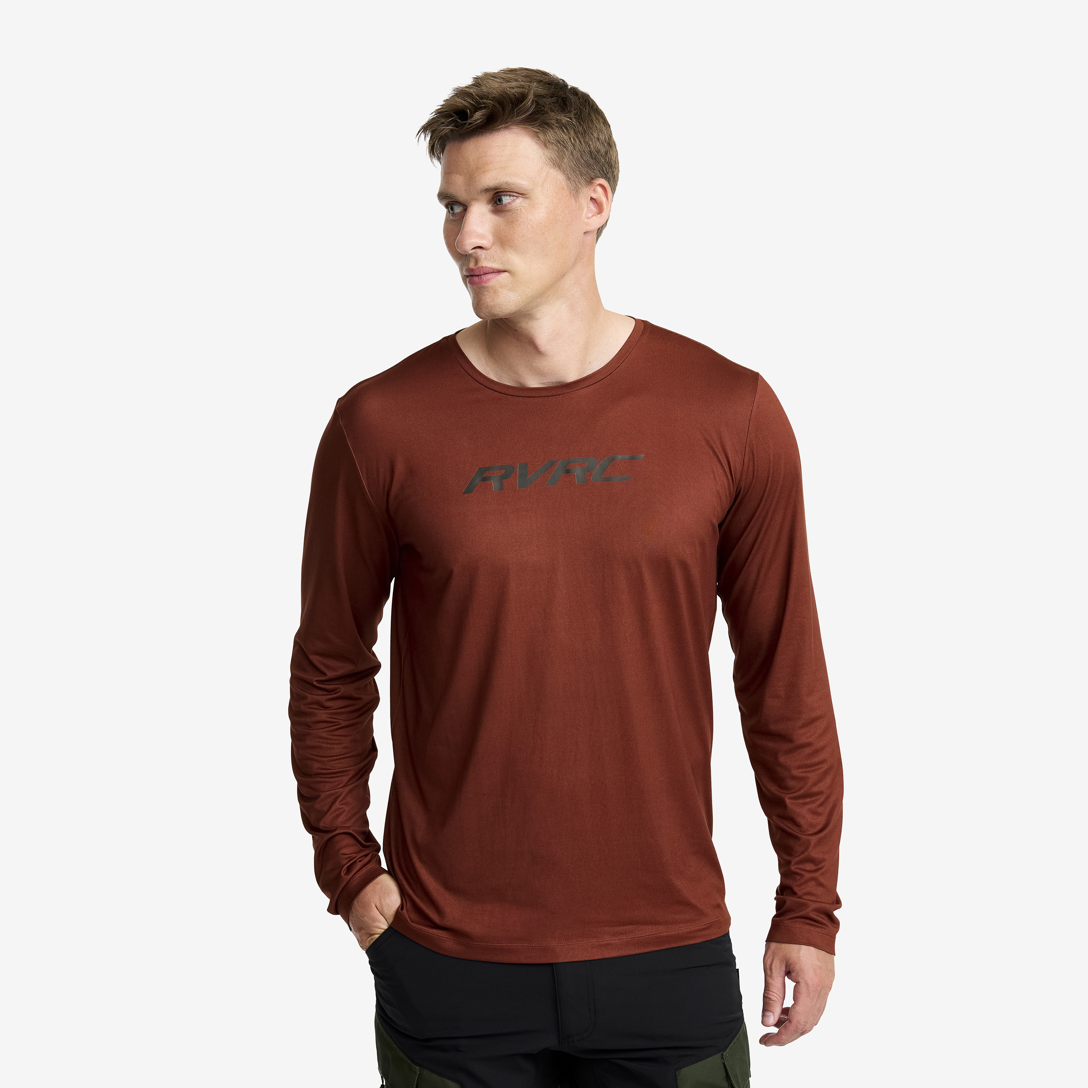 Mission Logo Long-sleeved T-shirt Herre Fired Brick