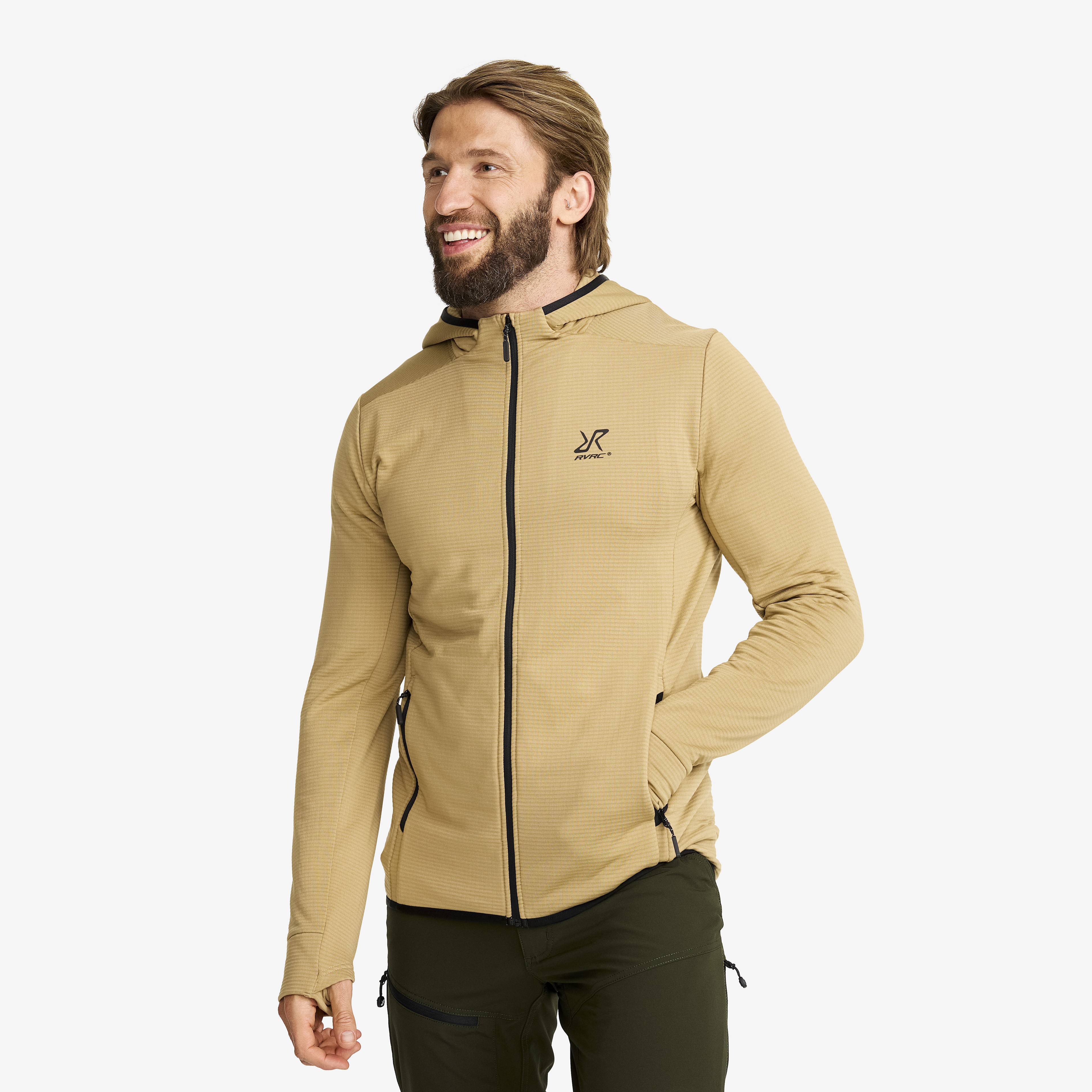 Waffle Hoodie Herre Kelp Beige