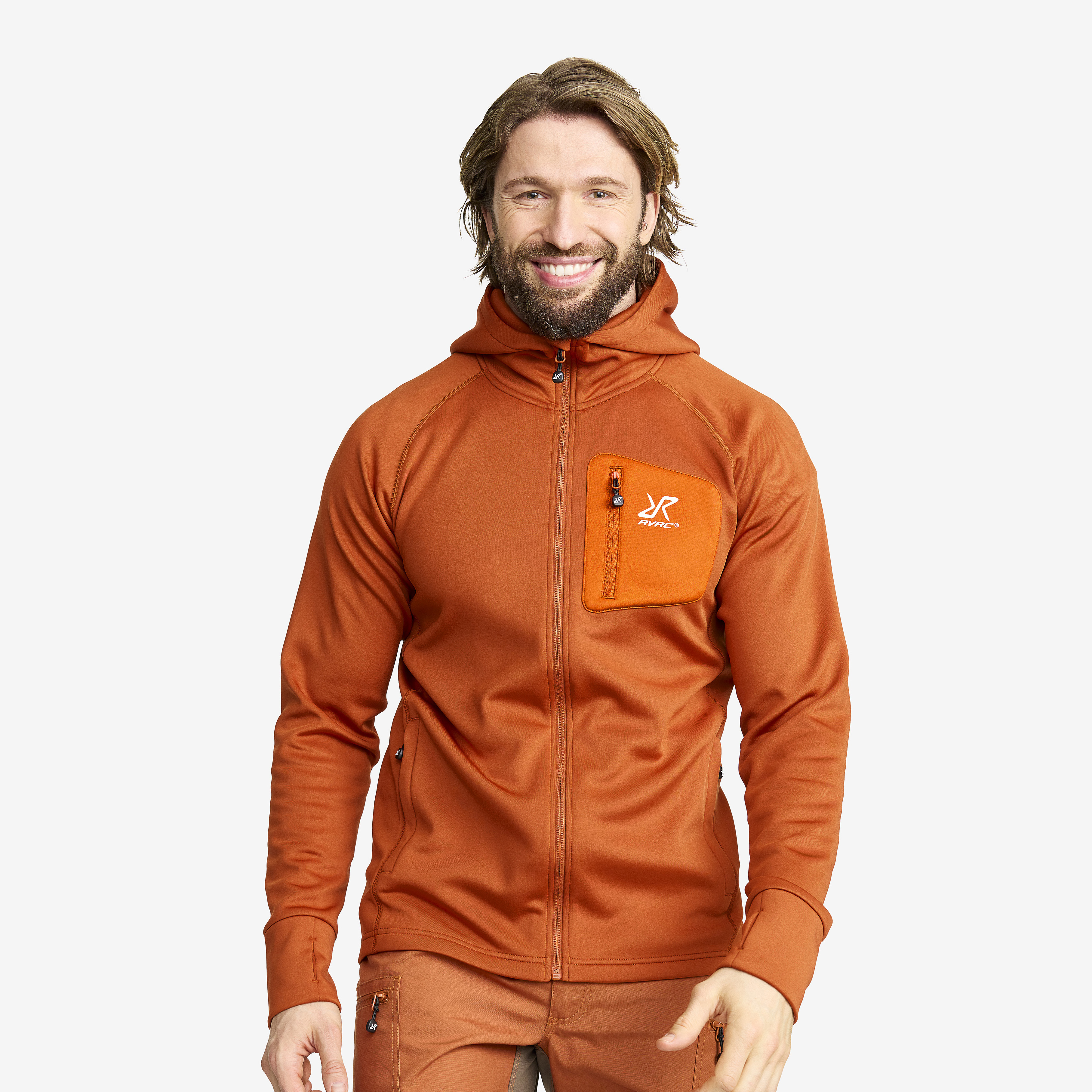 Evolution Stretch Fleece Hoodie Terracotta Brown Uomo,