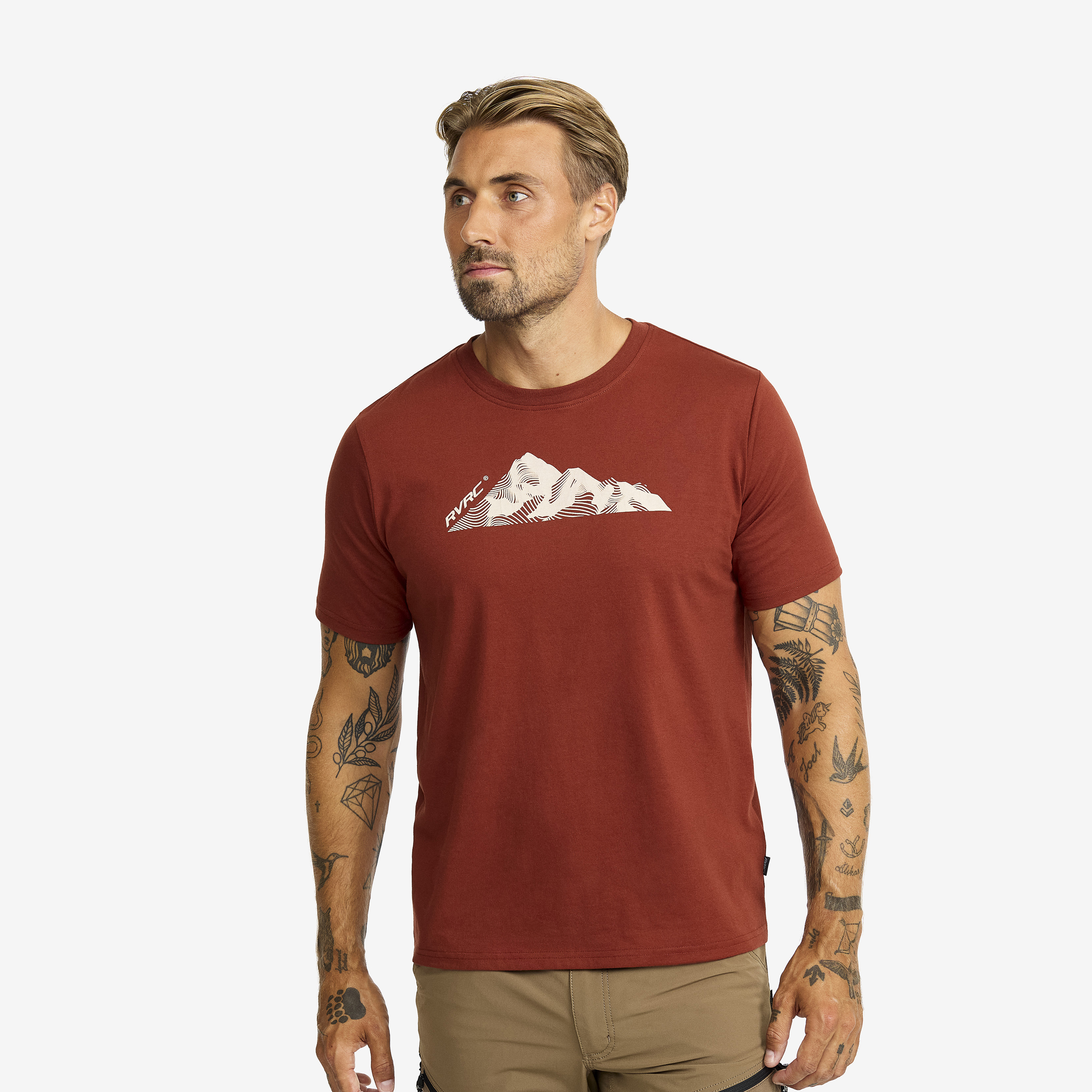 Easy Graphic Mount Lines T-shirt Smoked Paprika Heren