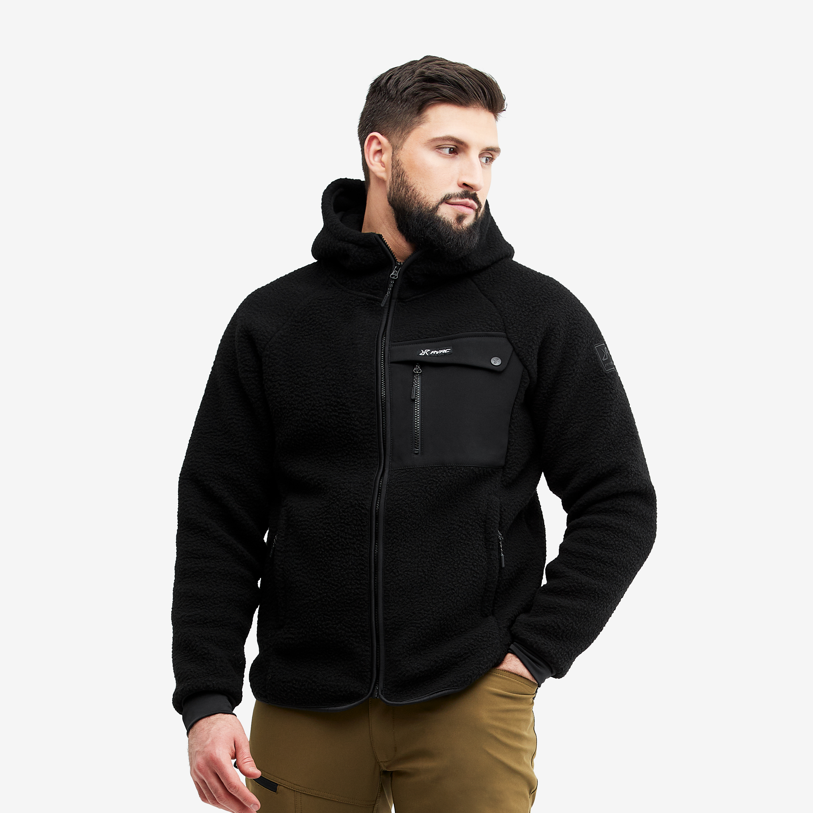 Sherpa Hoodie Men Caviar | RevolutionRace