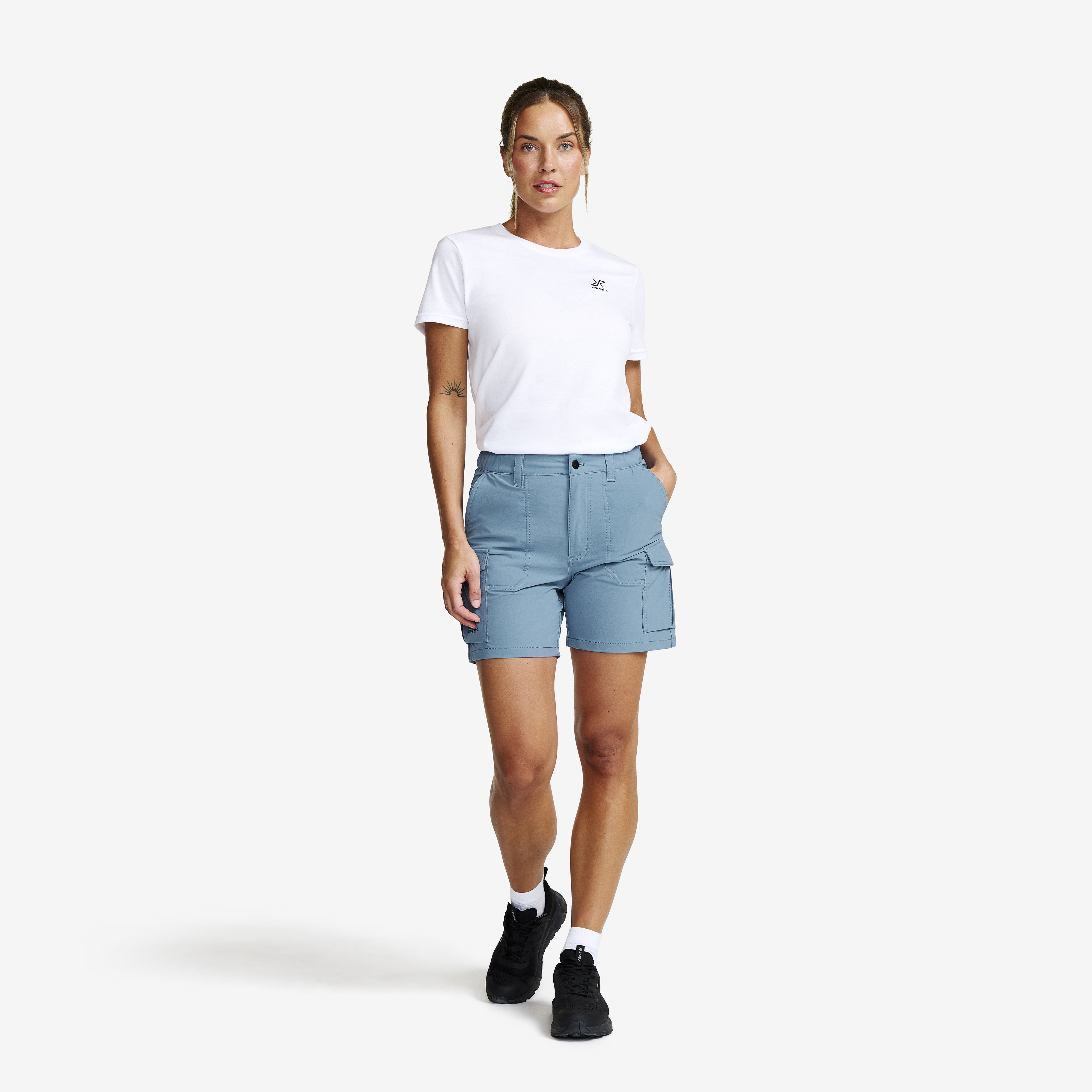 Adventure Cargo Stretch Shorts Dames Captain's Blue/Peyote