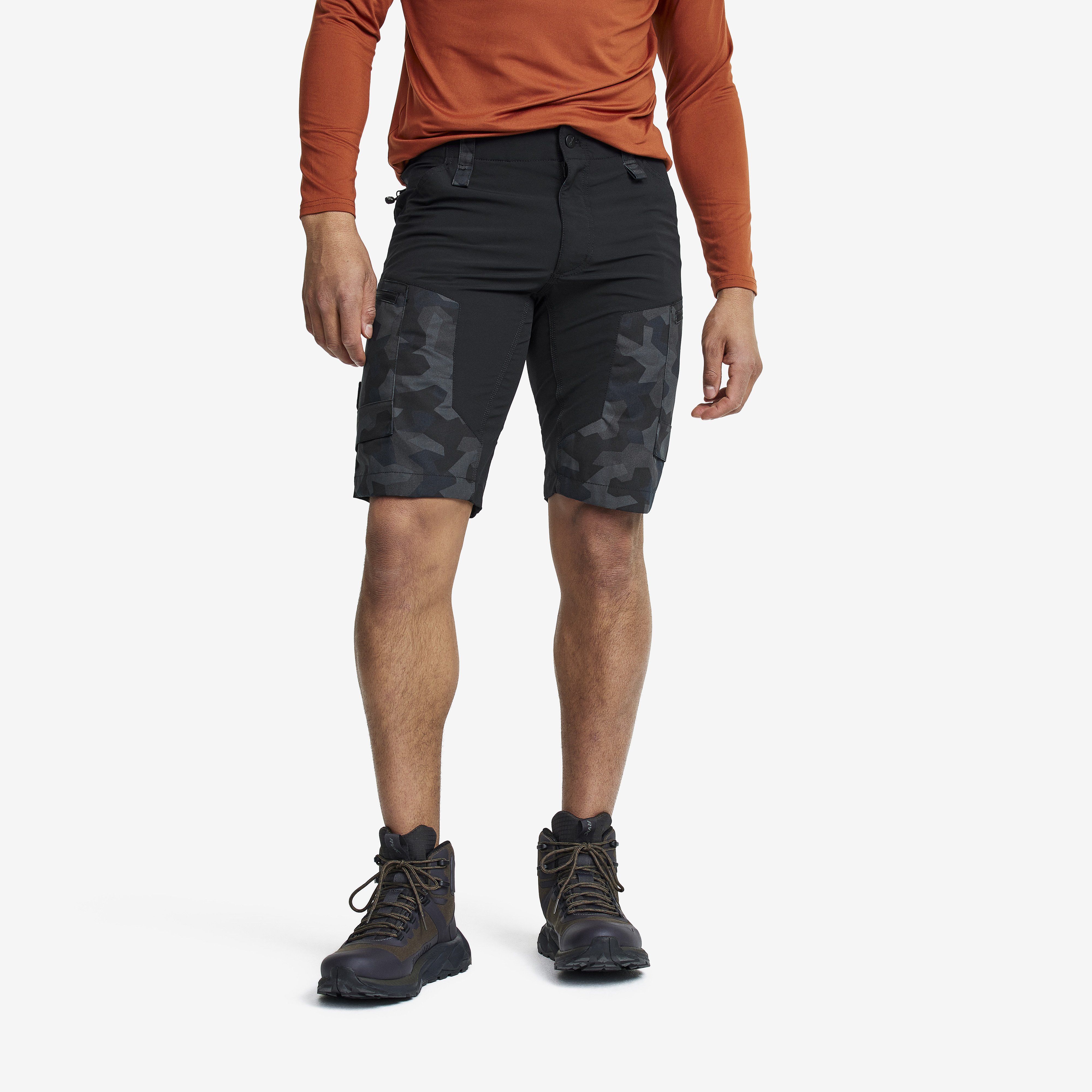 RVRC GP Shorts Herr Anthracite Camo, :M