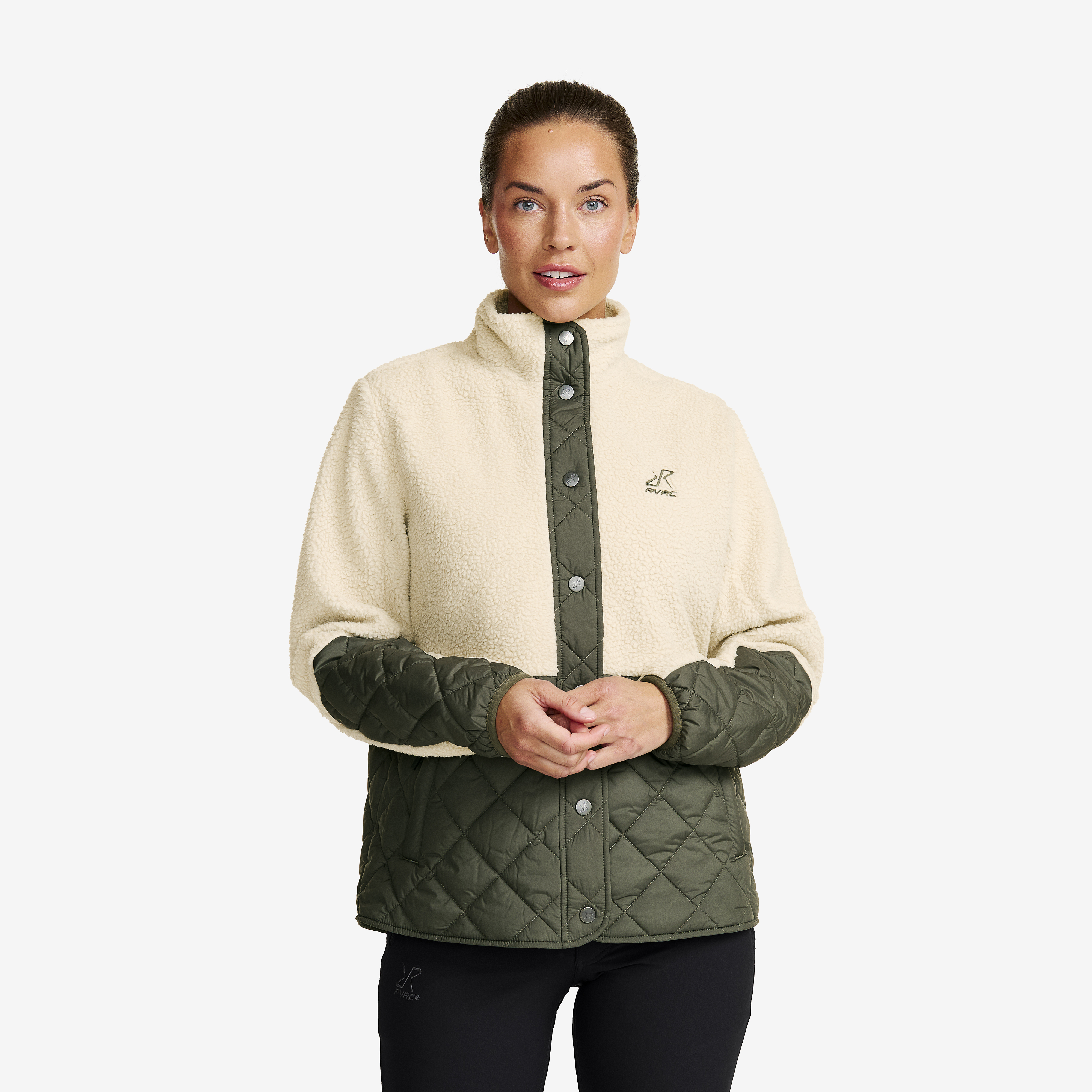Canyon Hybrid Pile Fleece Oatmeal/Kambaba Green Damen,