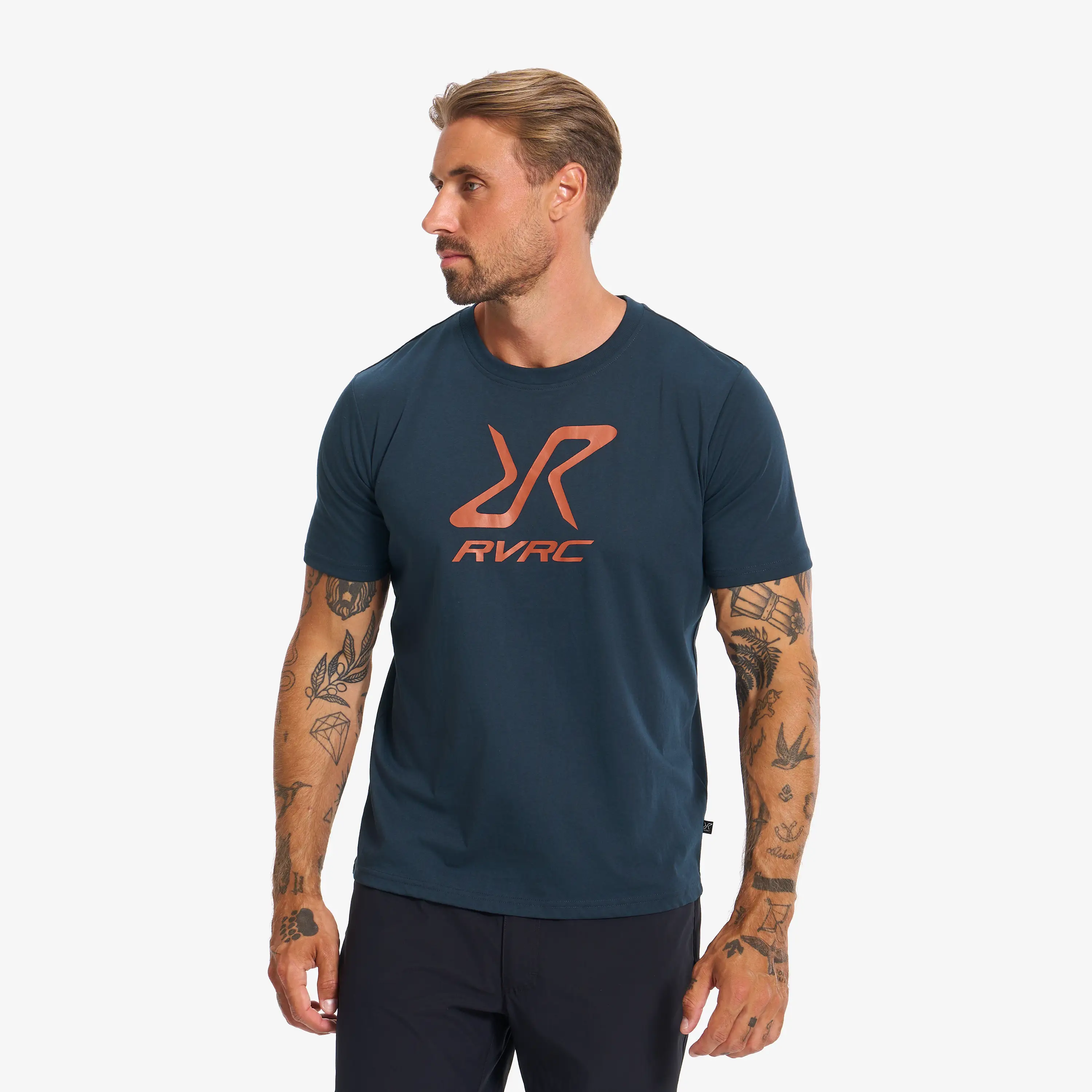 Easy Graphic Logo T-Shirt Deep Navy/Rusty Orange Męskie,