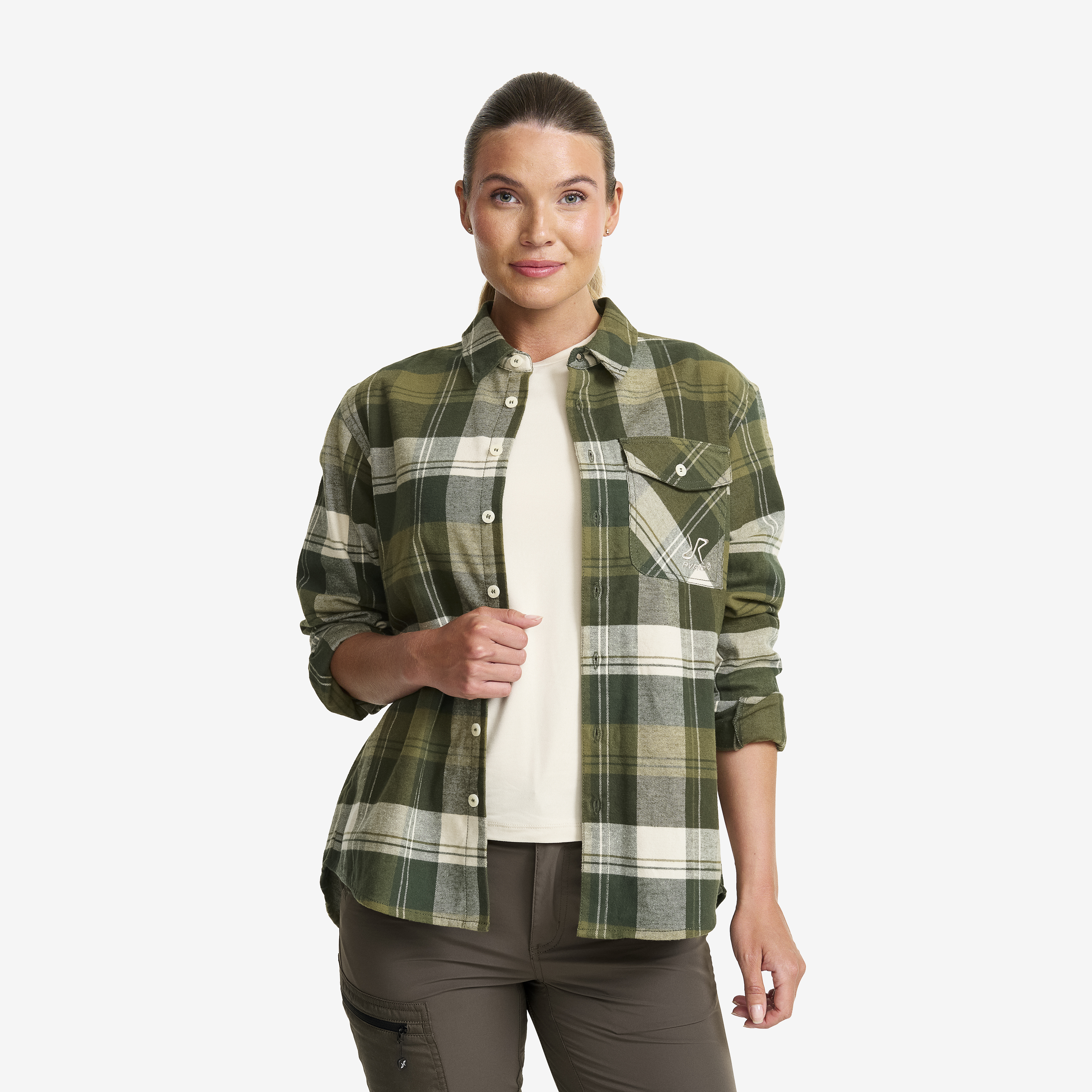 Nevada Flannel Shirt Rosin Green/Peyote Dames, 