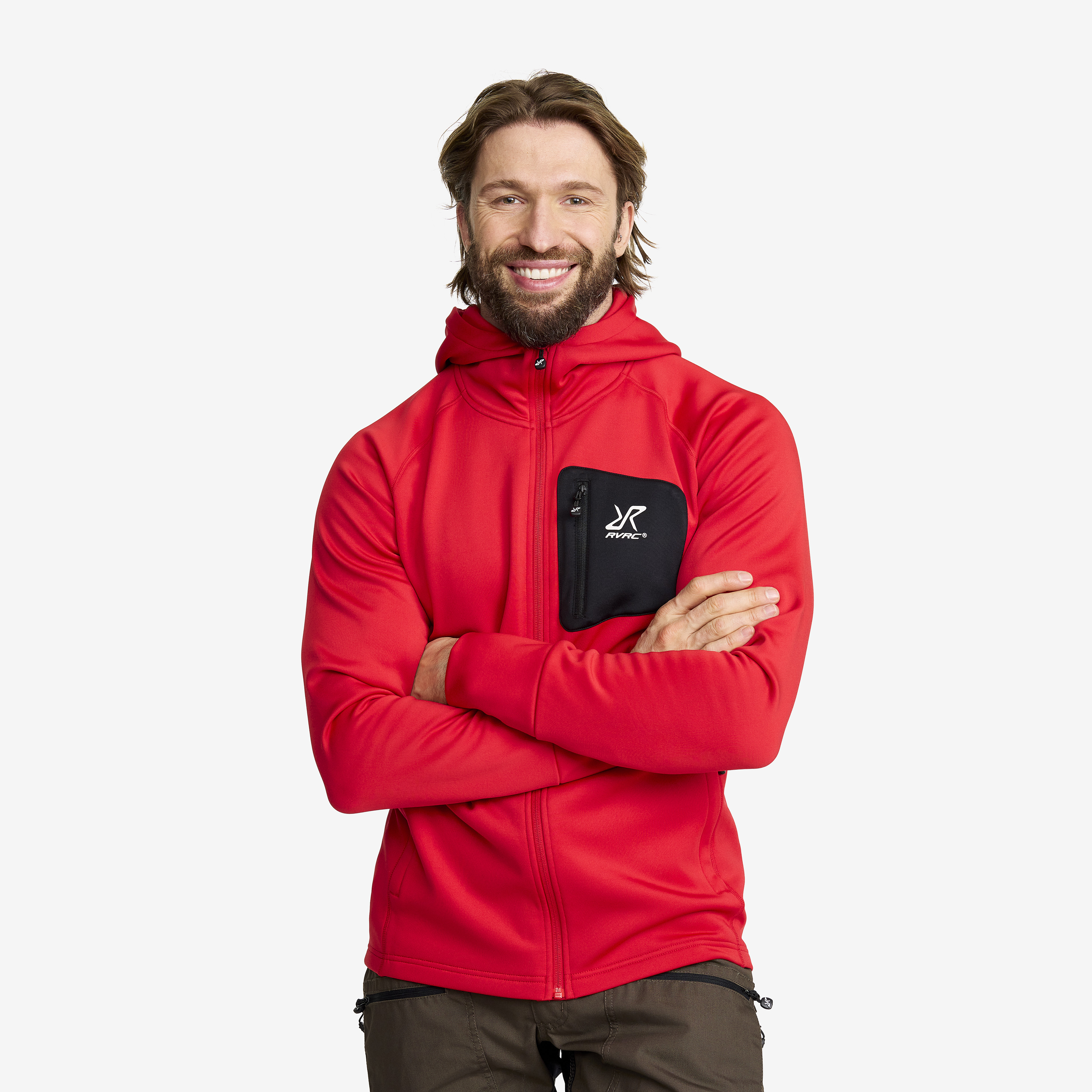 Evolution Stretch Fleece Hoodie Herr Mars Red, :XS