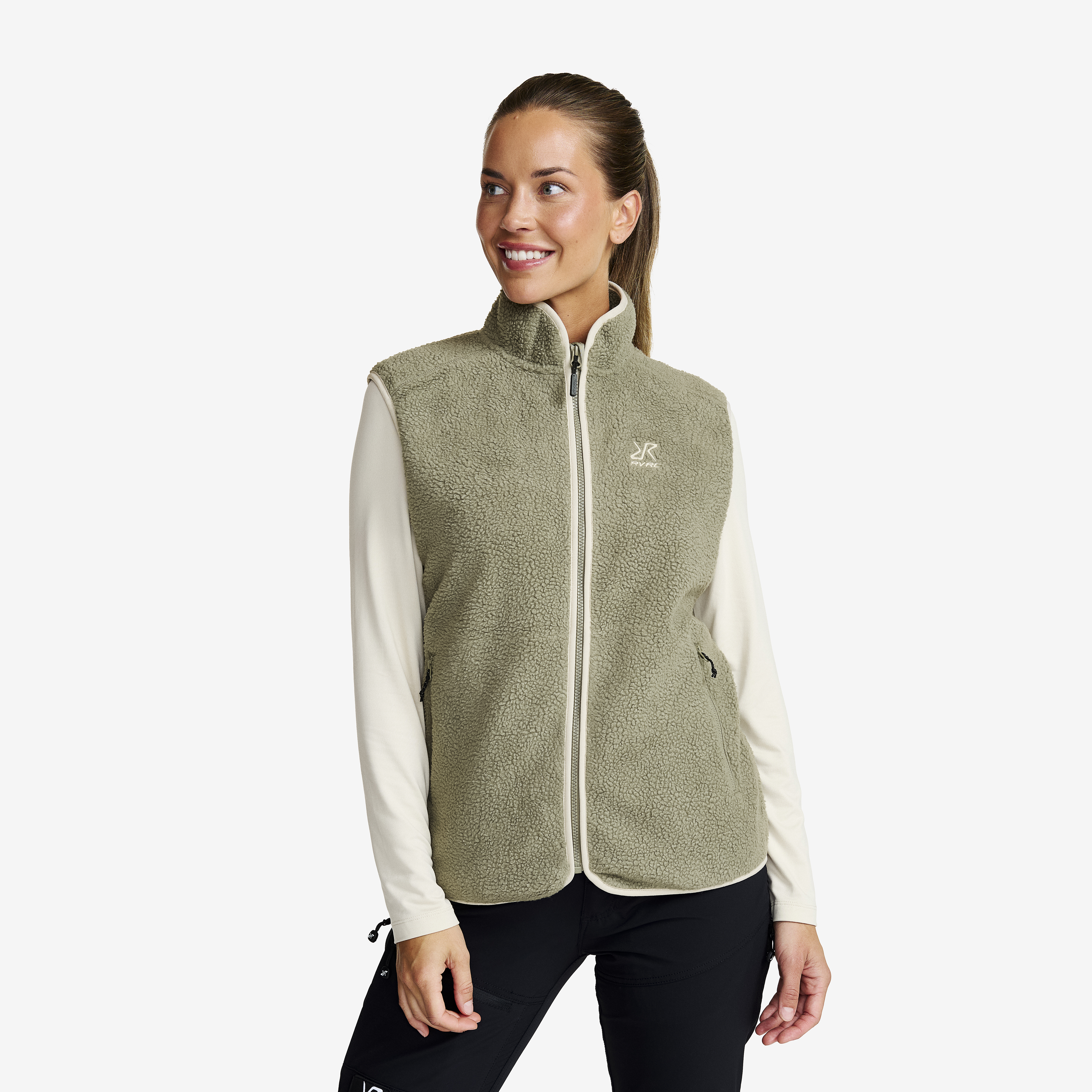 Canyon Full-zip Pile Fleece Vest Vetiver Green/Oatmeal Damen,