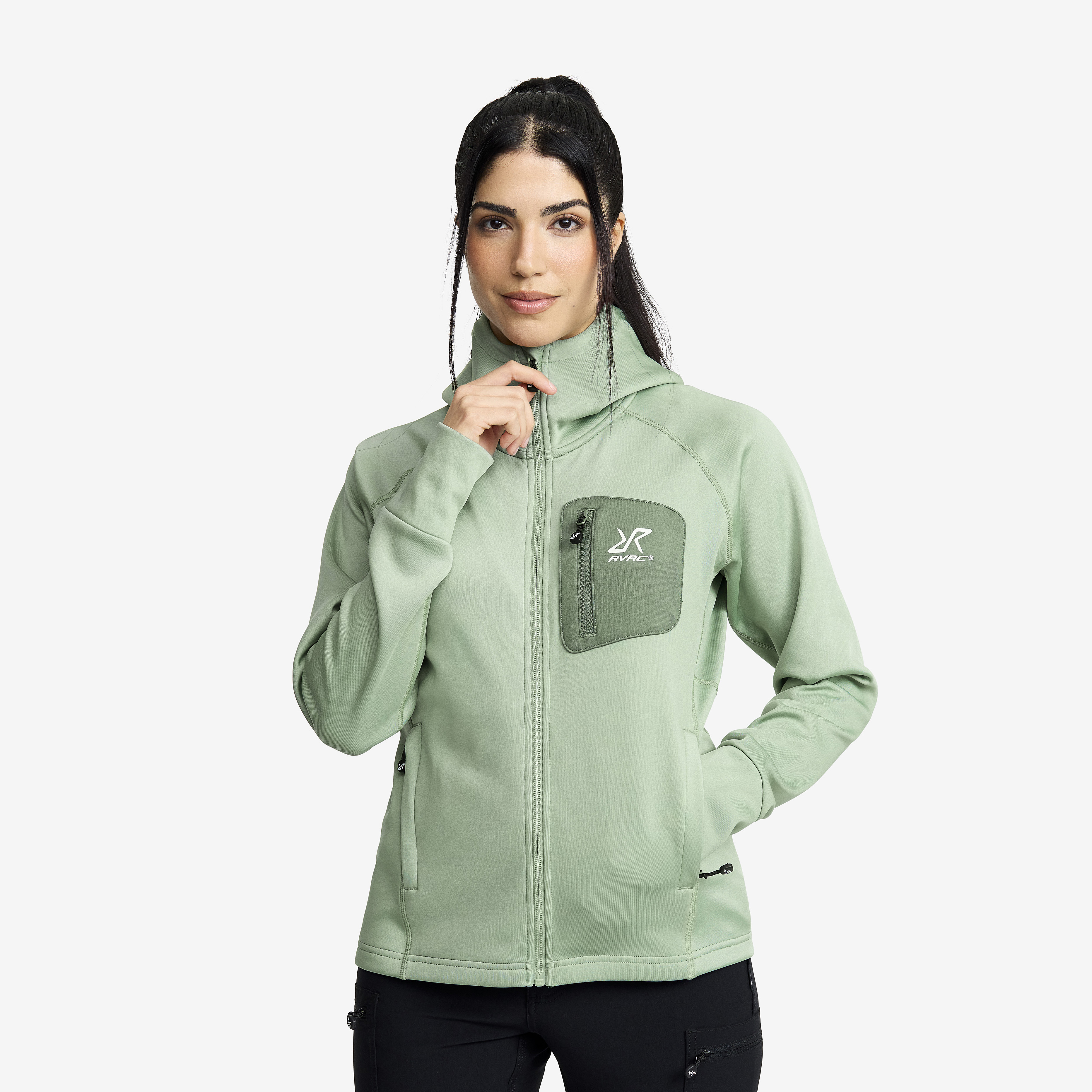 Evolution Stretch Fleece Hoodie Iceberg Green Damen