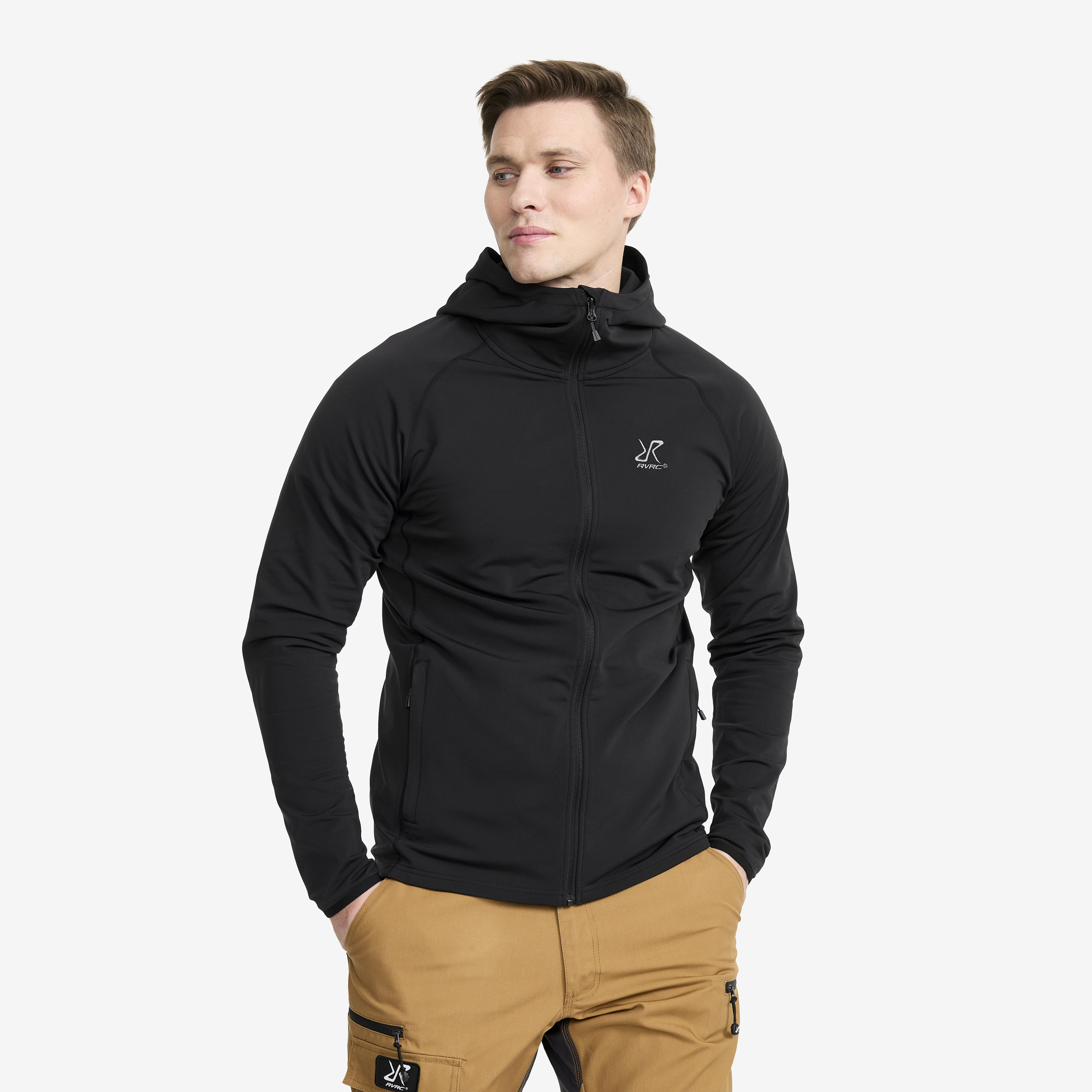 Evolution Light Stretch Fleece Hoodie Herre Black