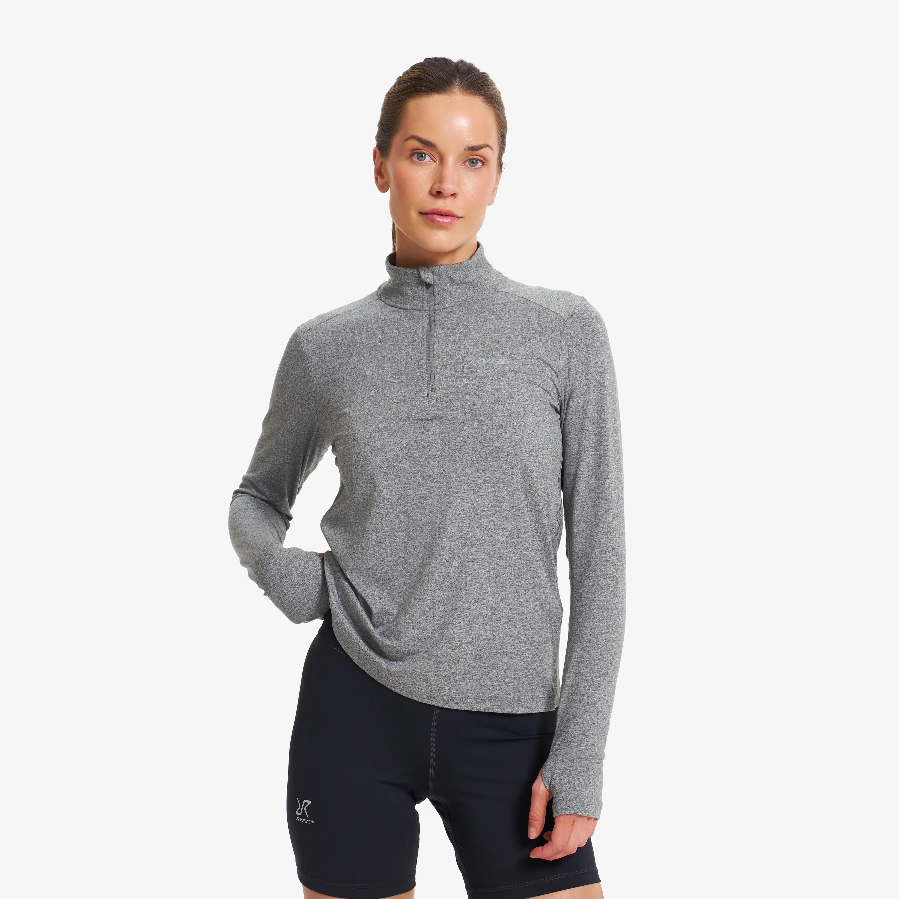 Impulse Half-zip Top Grey Melange Mujeres,