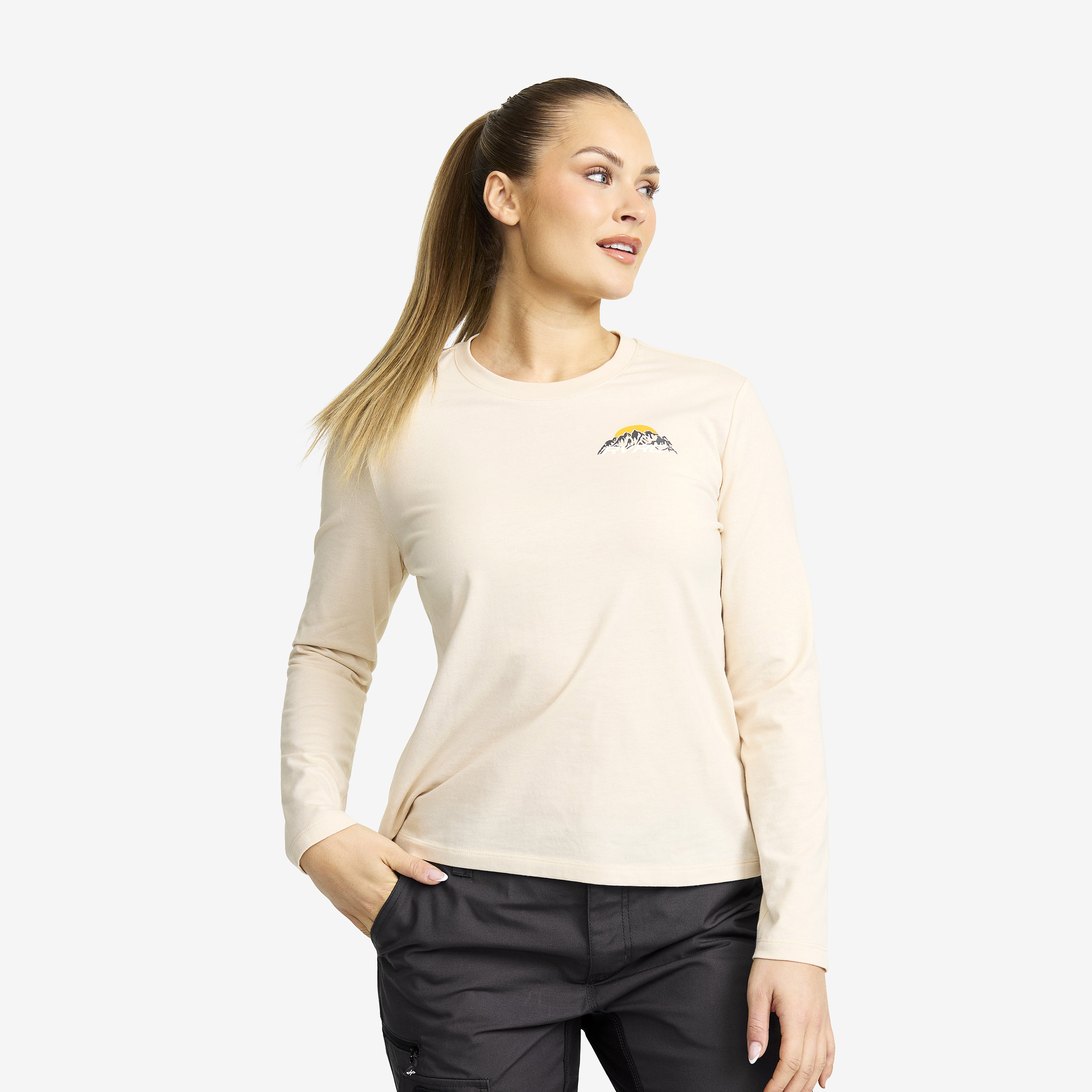 Easy Mountain Long-sleeved T-shirt Naiset Oatmeal Koko:3XL – > Paidat > Flanellipaidat & Pitkähihaiset Paidat