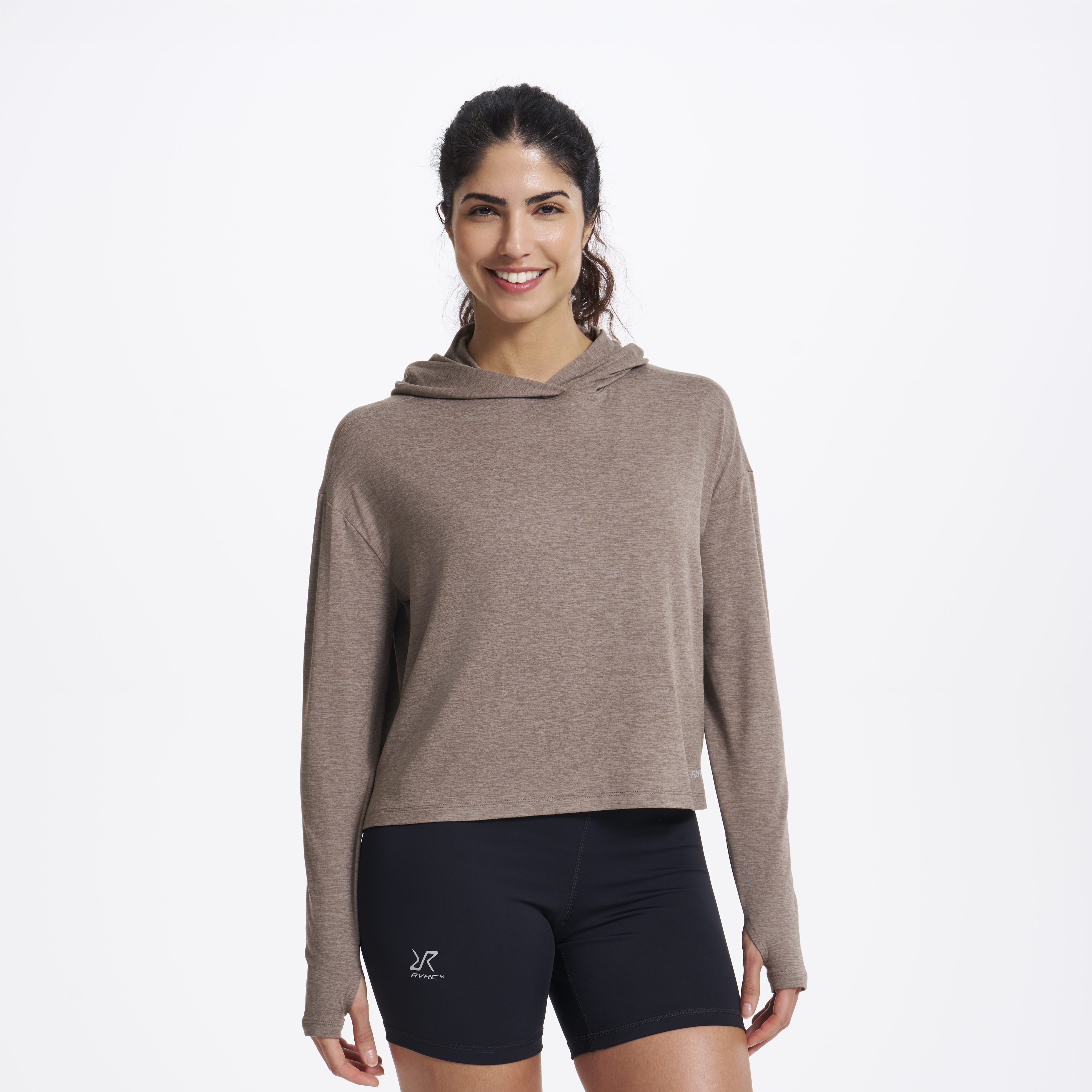 Impulse Active Cropped Hoodie Morel Grey Damen,