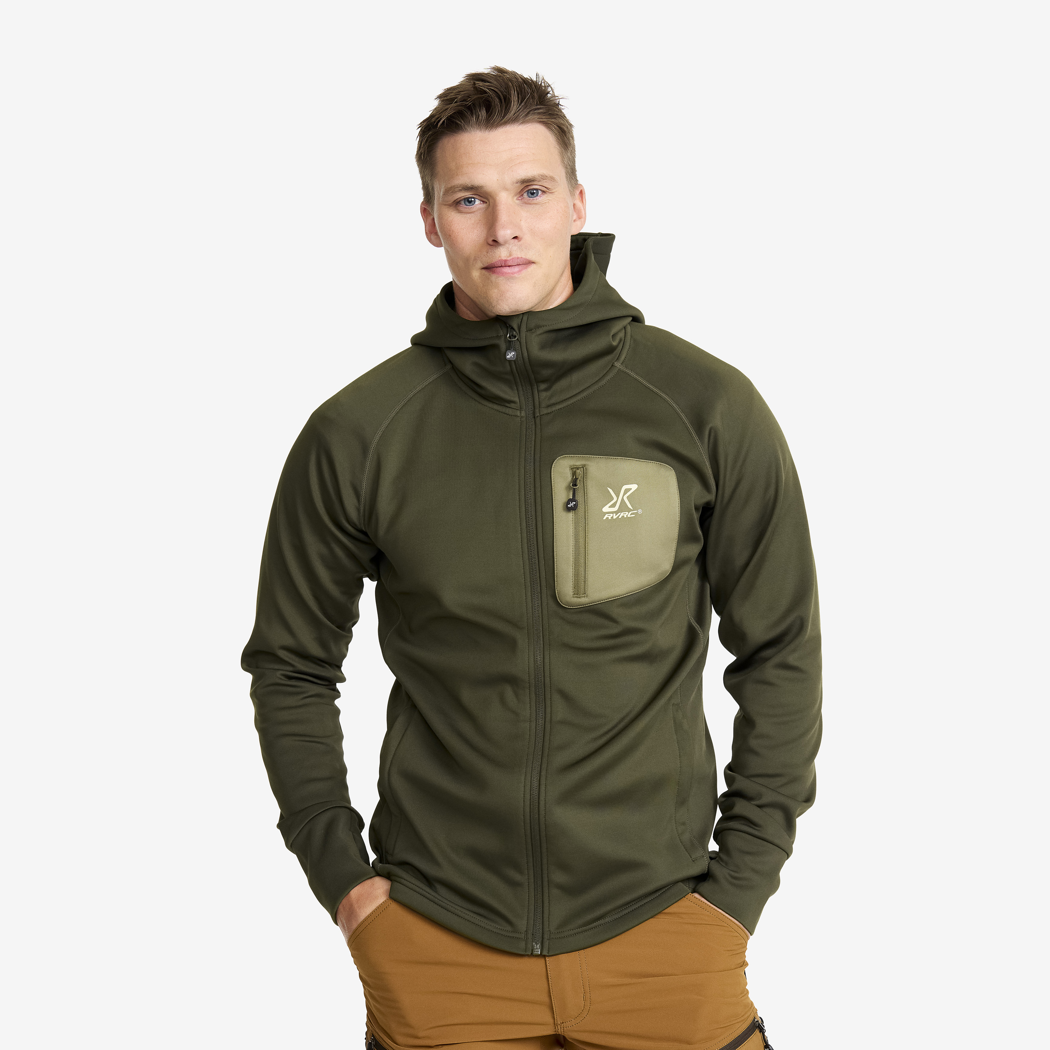 Evolution Stretch Fleece Hoodie Forest Night Heren,