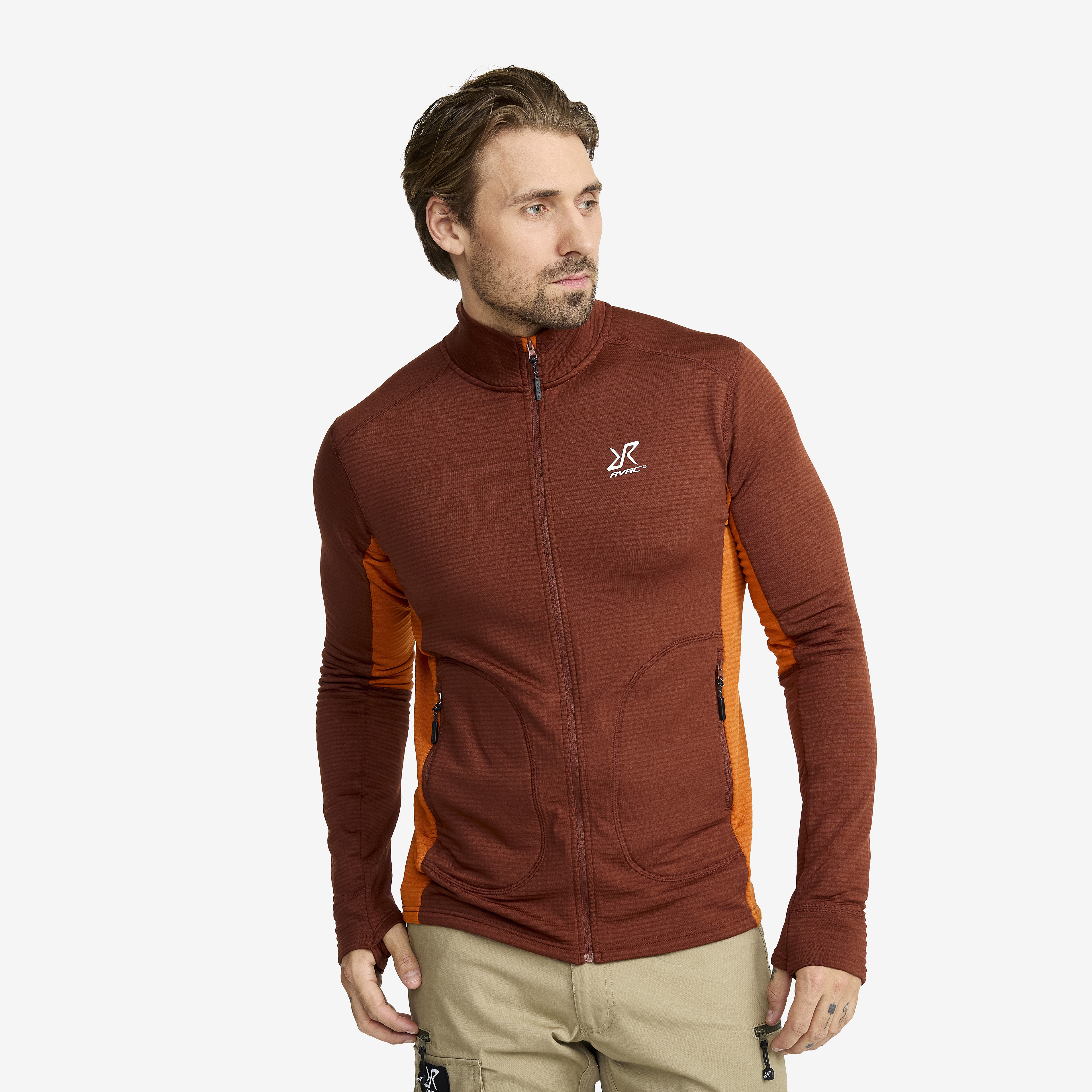 Waffle Full-zip Fleece – Herr – Smoked Paprika Storlek:M – Herr > Tröjor > Fleece