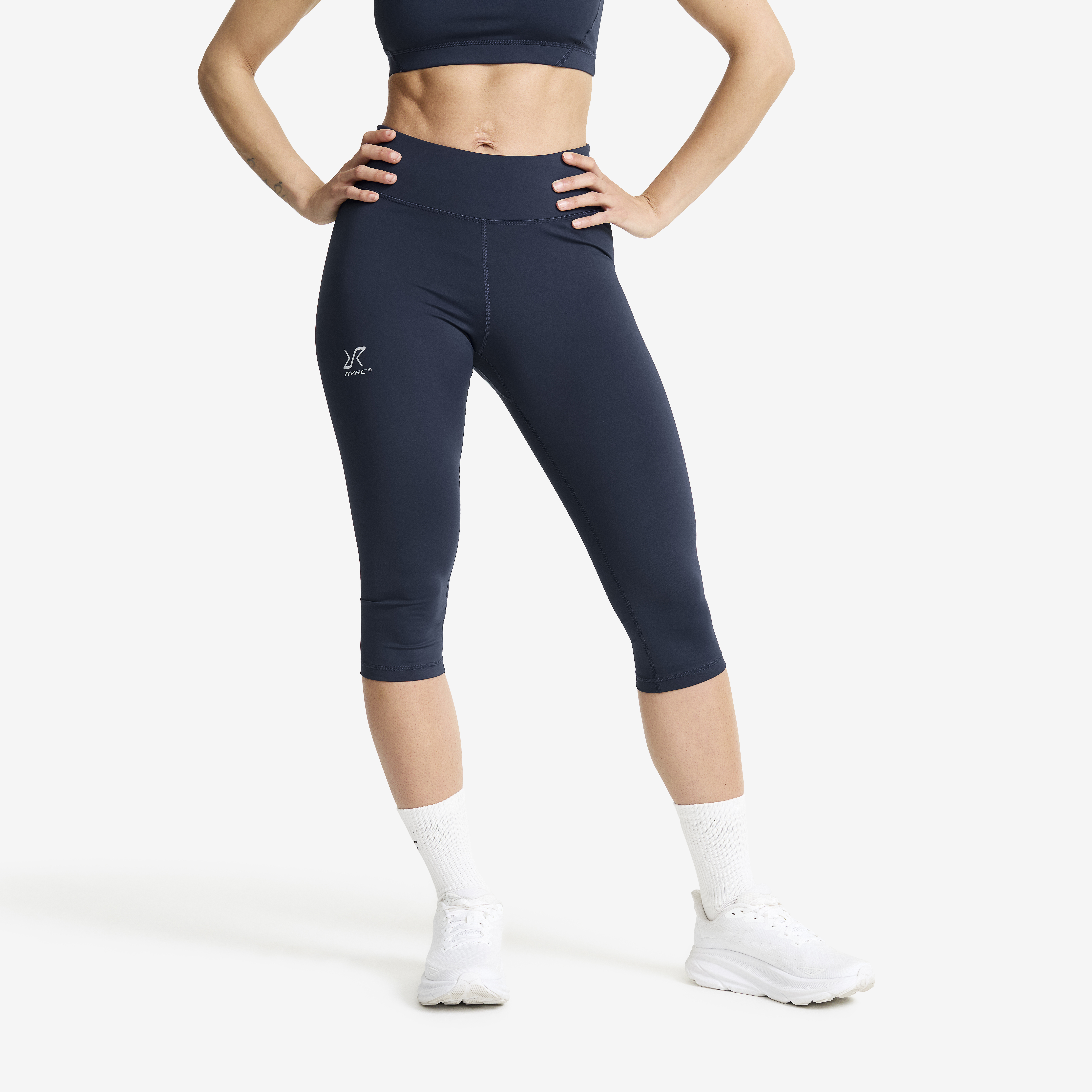 Flow High-waisted Capri Leggings Navy Femme, 