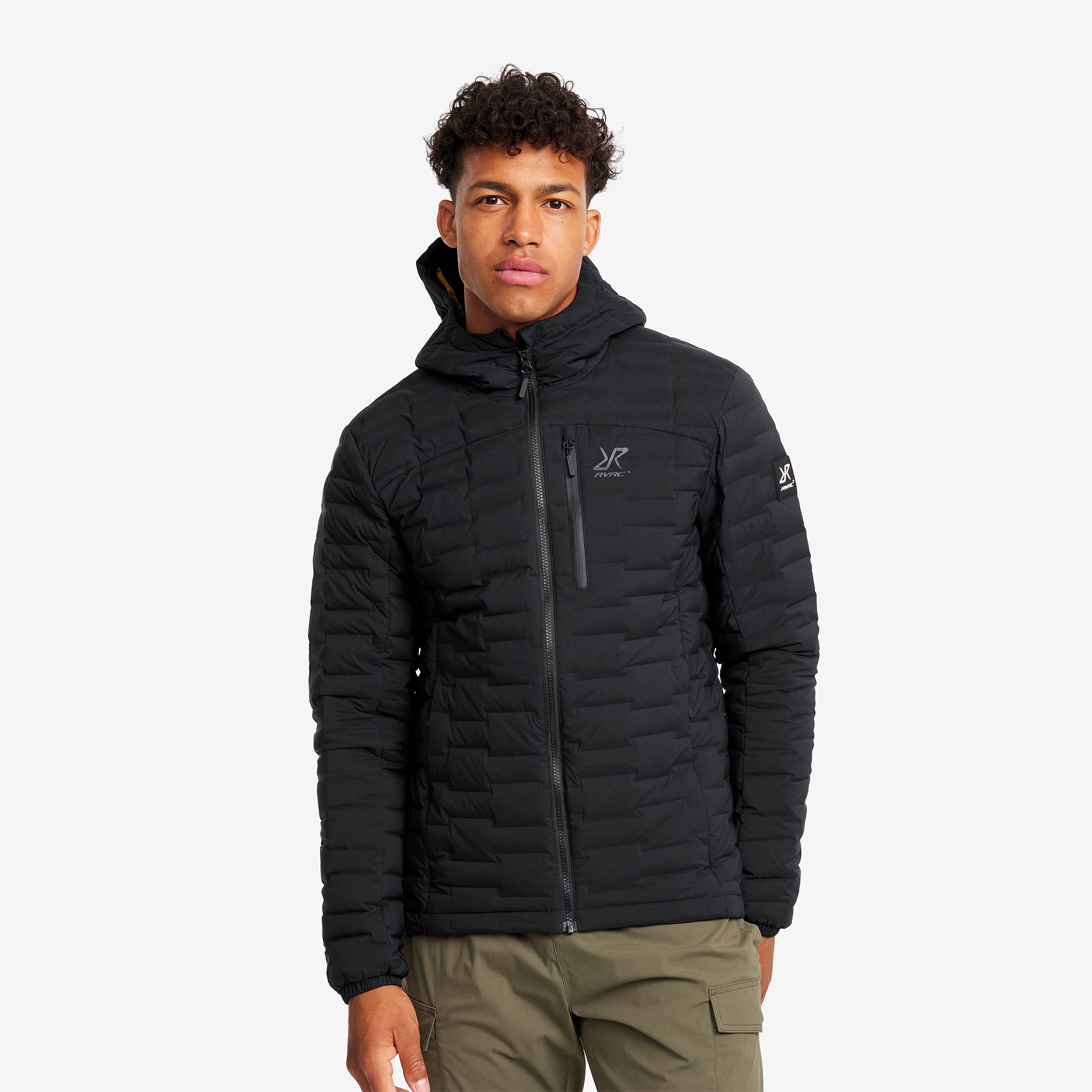Flex Stretch Hooded Down Jacket Black Miehet,