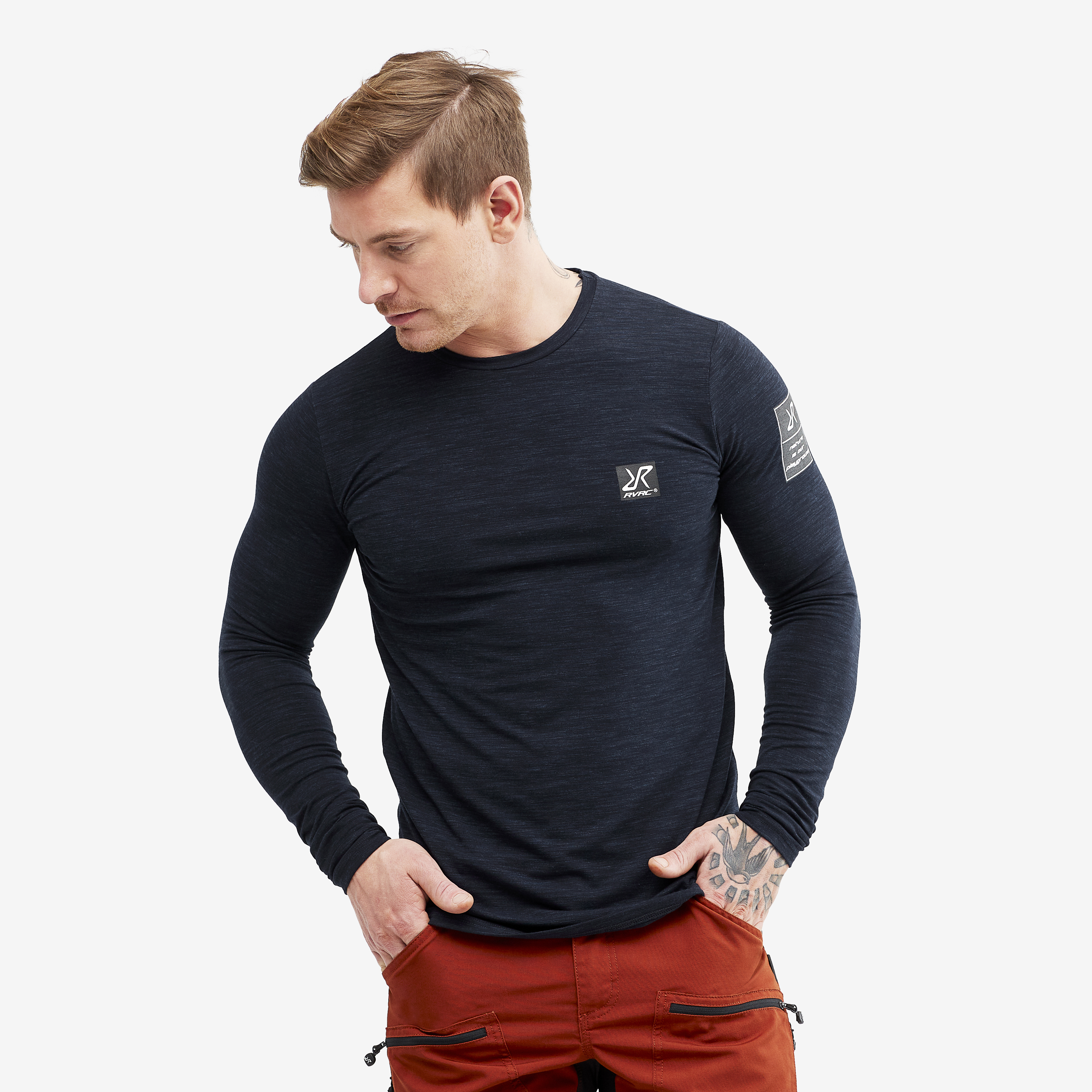 Adapt Long Sleeve Tee – Herr – Navy Melange Storlek:XL – Herr > Tröjor > Skjortor & Långärmade Tröjor