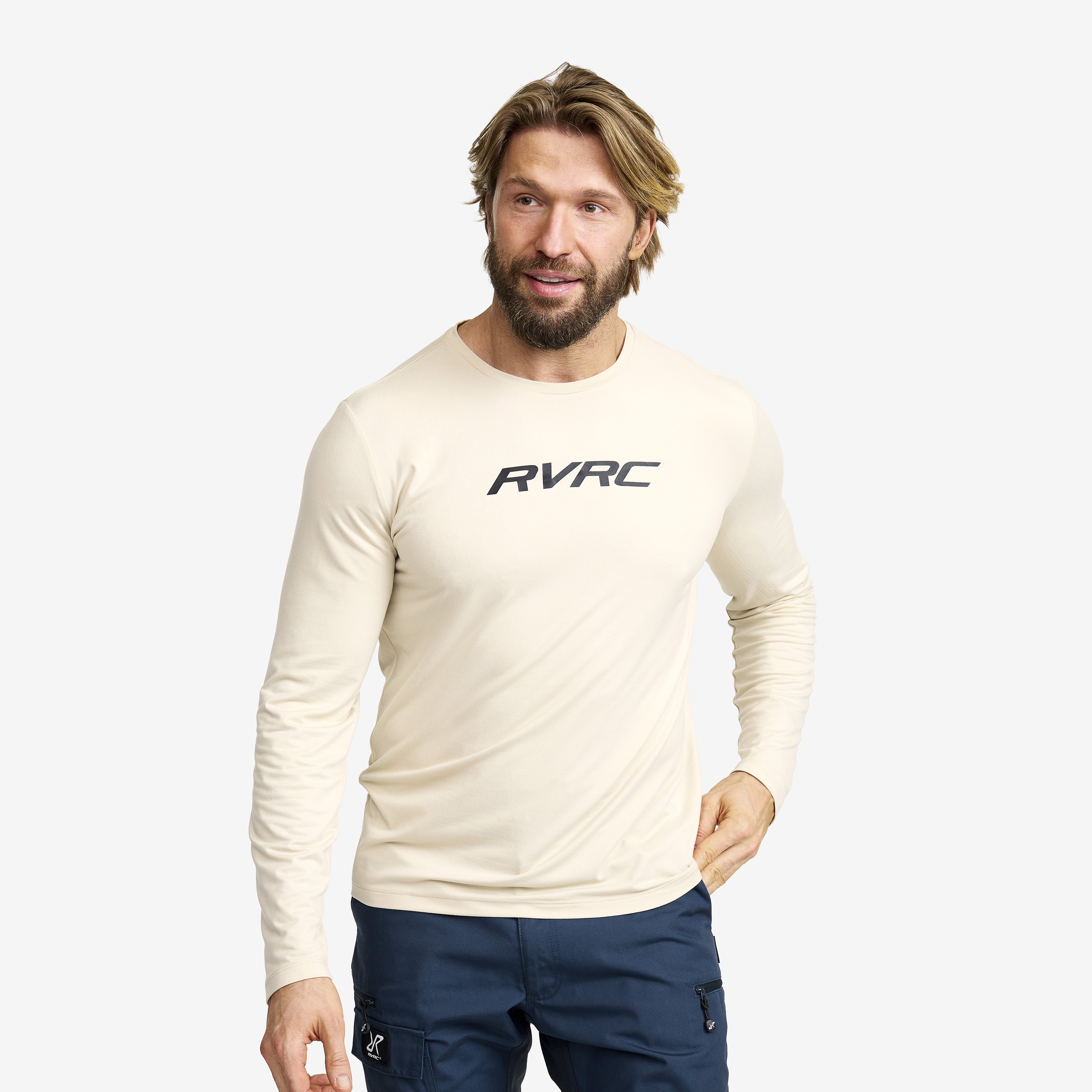 Mission Logo Long-sleeved T-shirt Oatmeal Herre