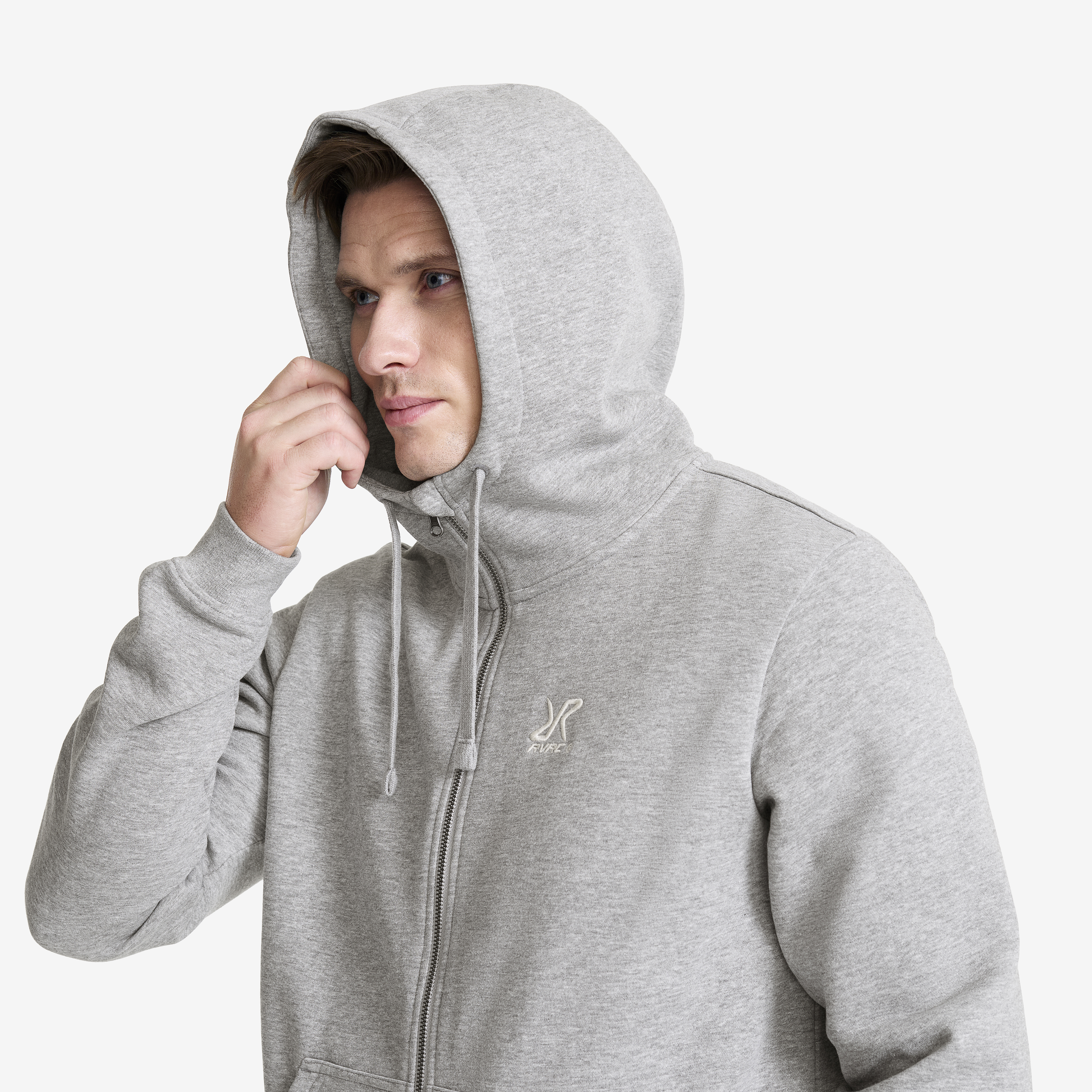 RVRC Full-zip Hoodie Men Grey Melange | RevolutionRace