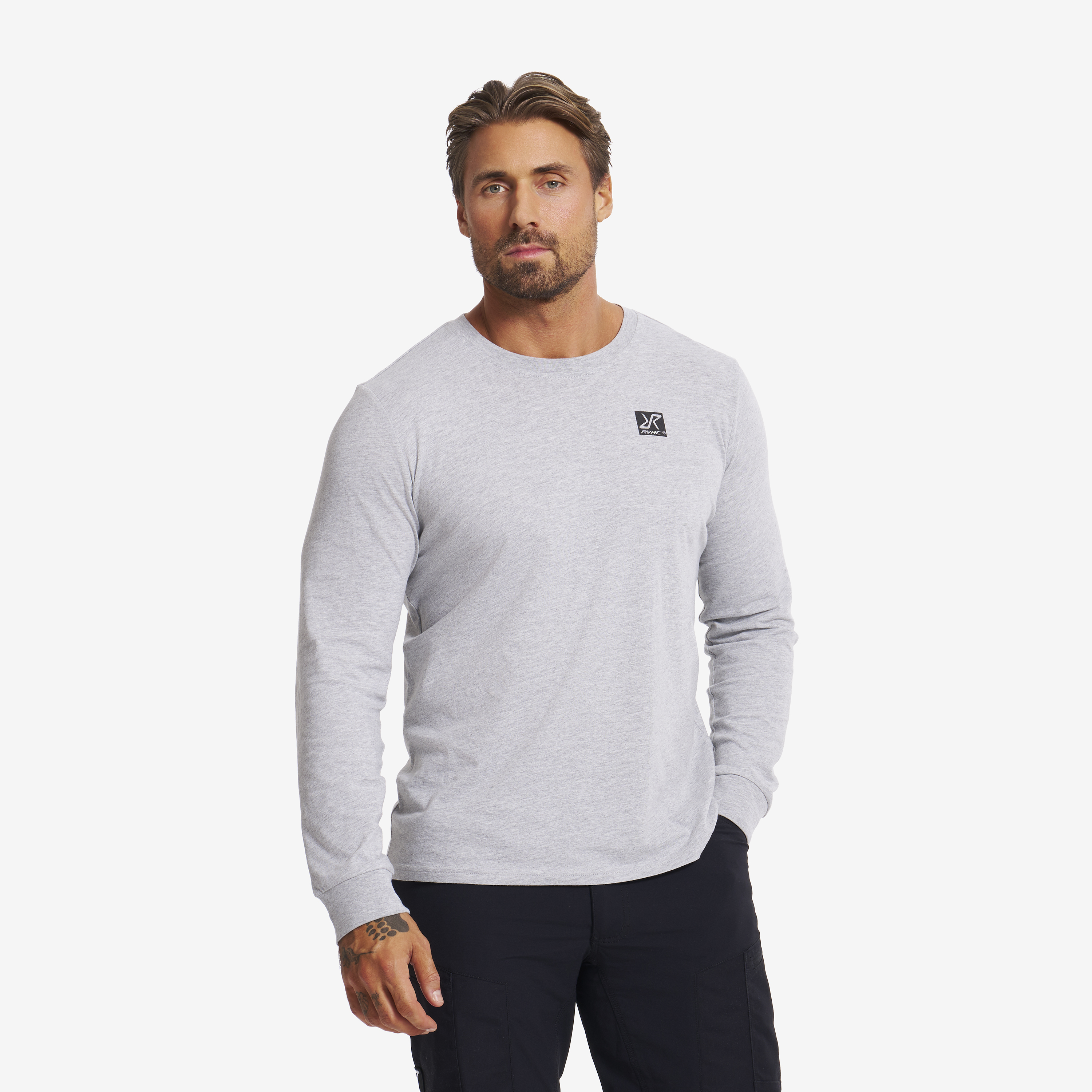 Easy Long-sleeved T-shirt Grey Melange Men, 
