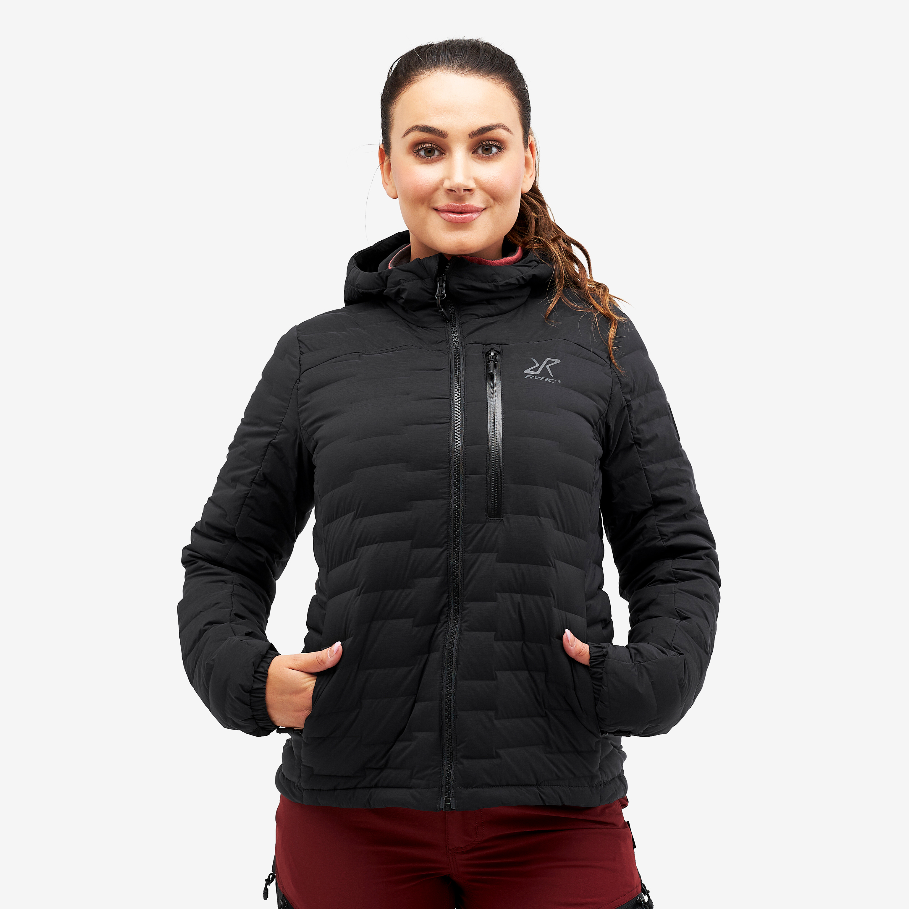 Flex Stretch Hooded Down Jacket Black Damen,