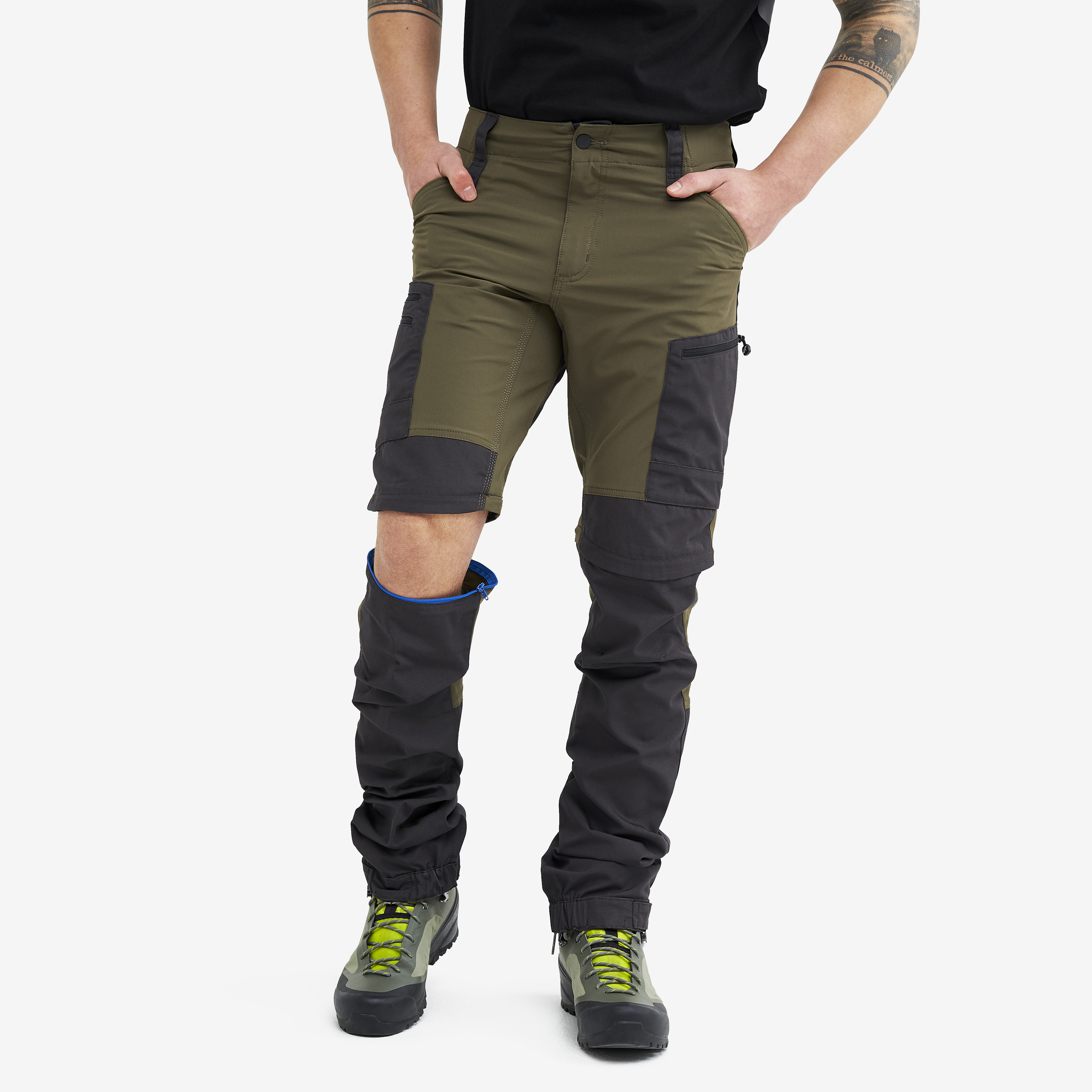 RVRC GP Pro Zip-off hiking pants for men in green