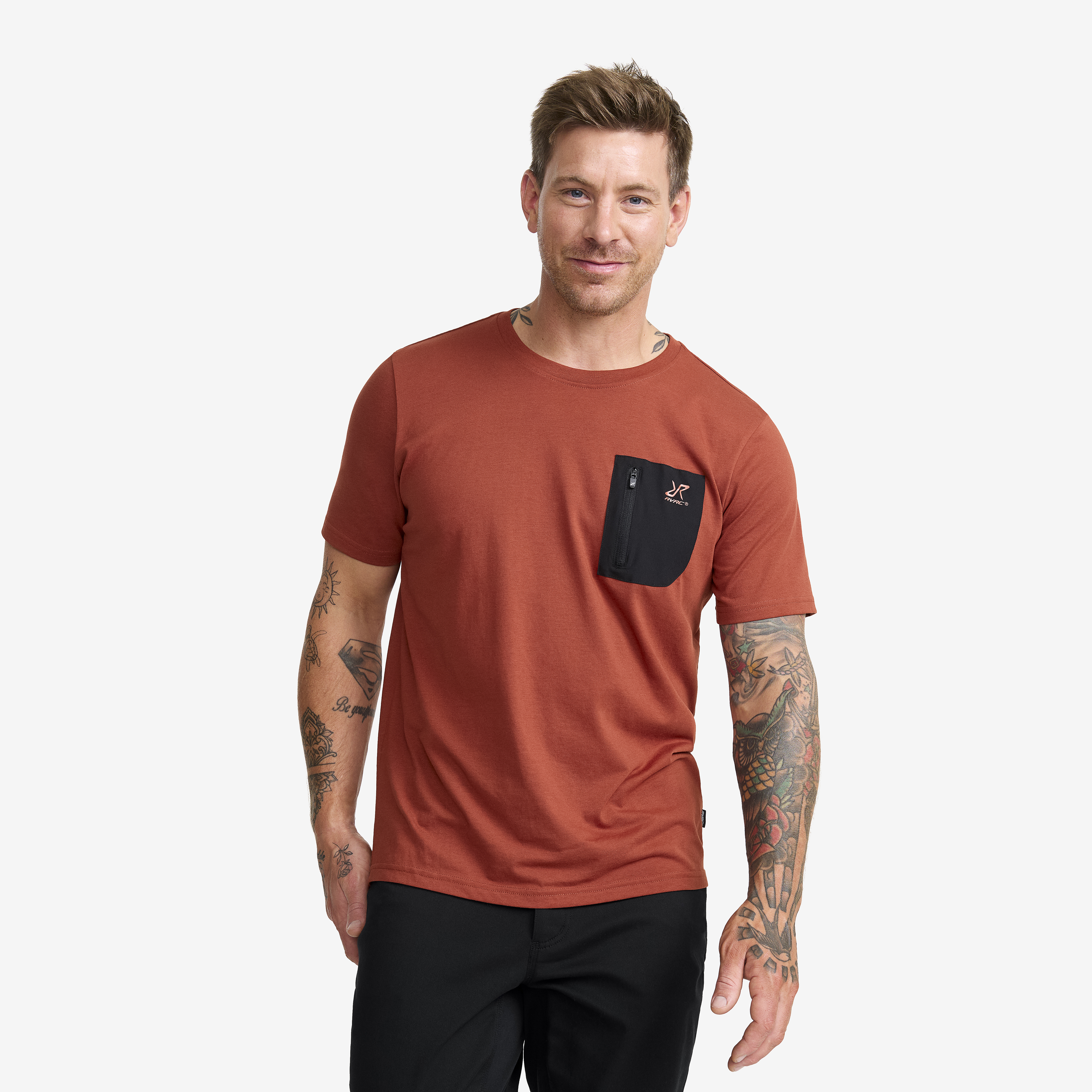 Easy Pocket T-shirt Rusty Orange Heren,