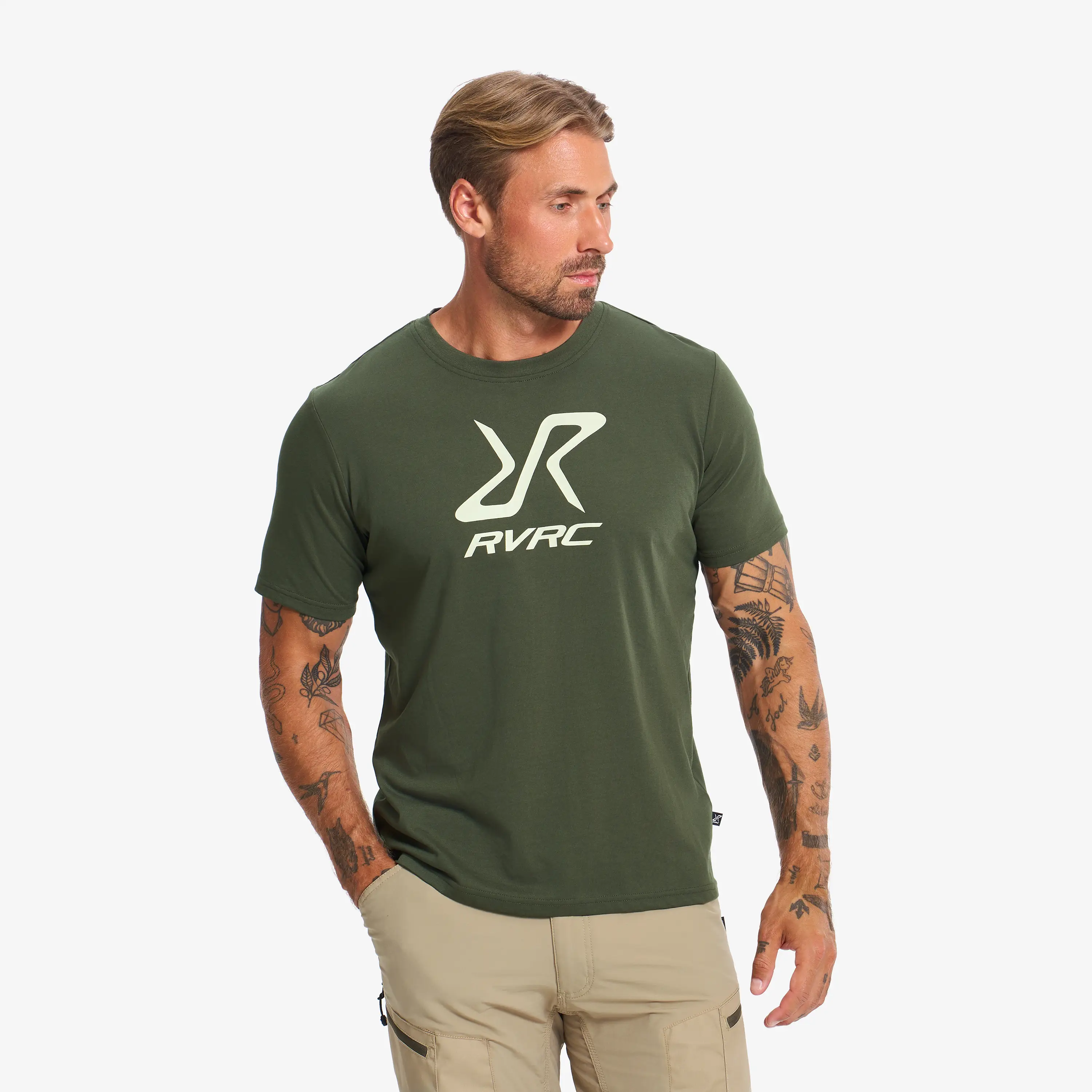 Easy Graphic Logo T-Shirt Forest Night/Oatmeal Heren,