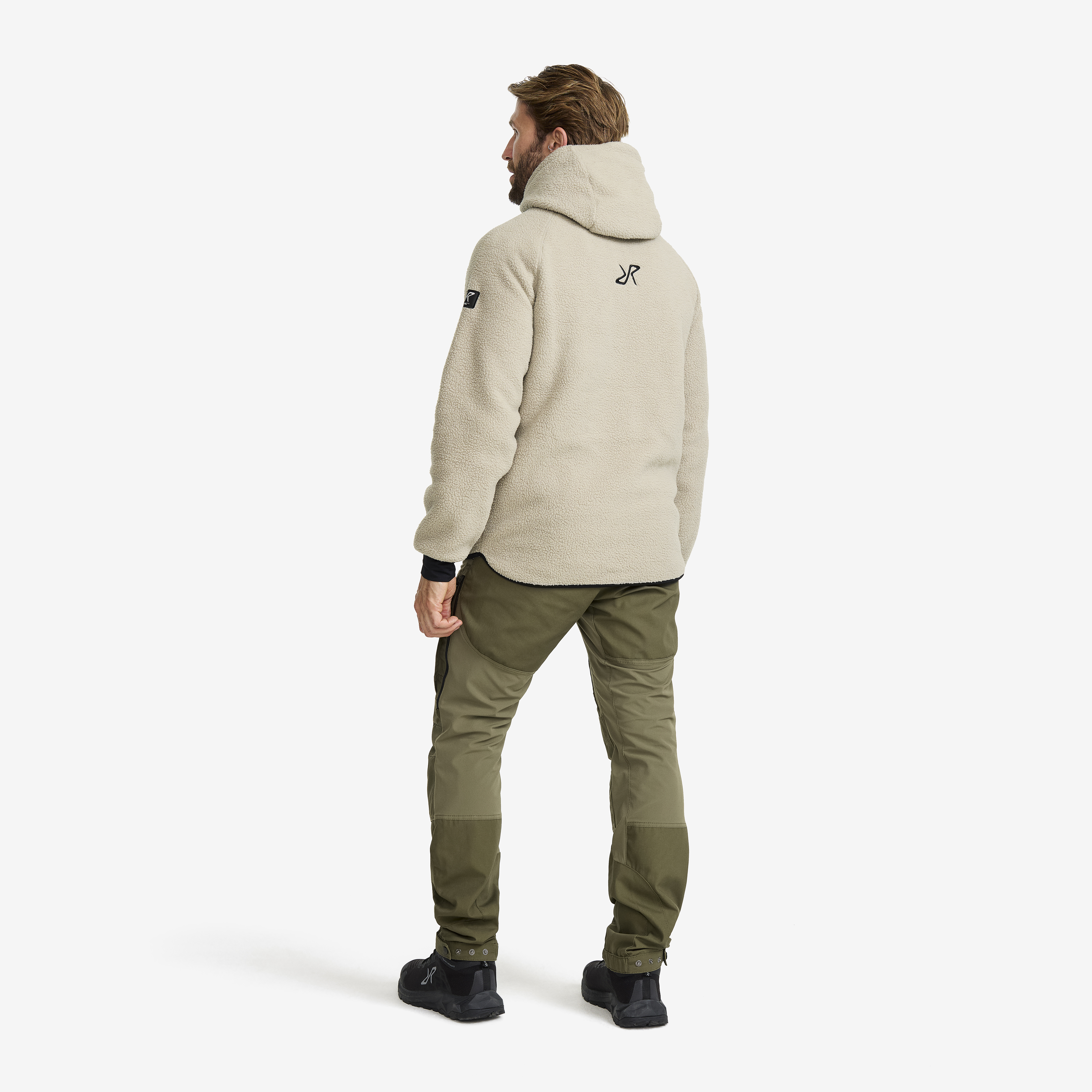 Sherpa Hoodie Men Beige Khaki | RevolutionRace