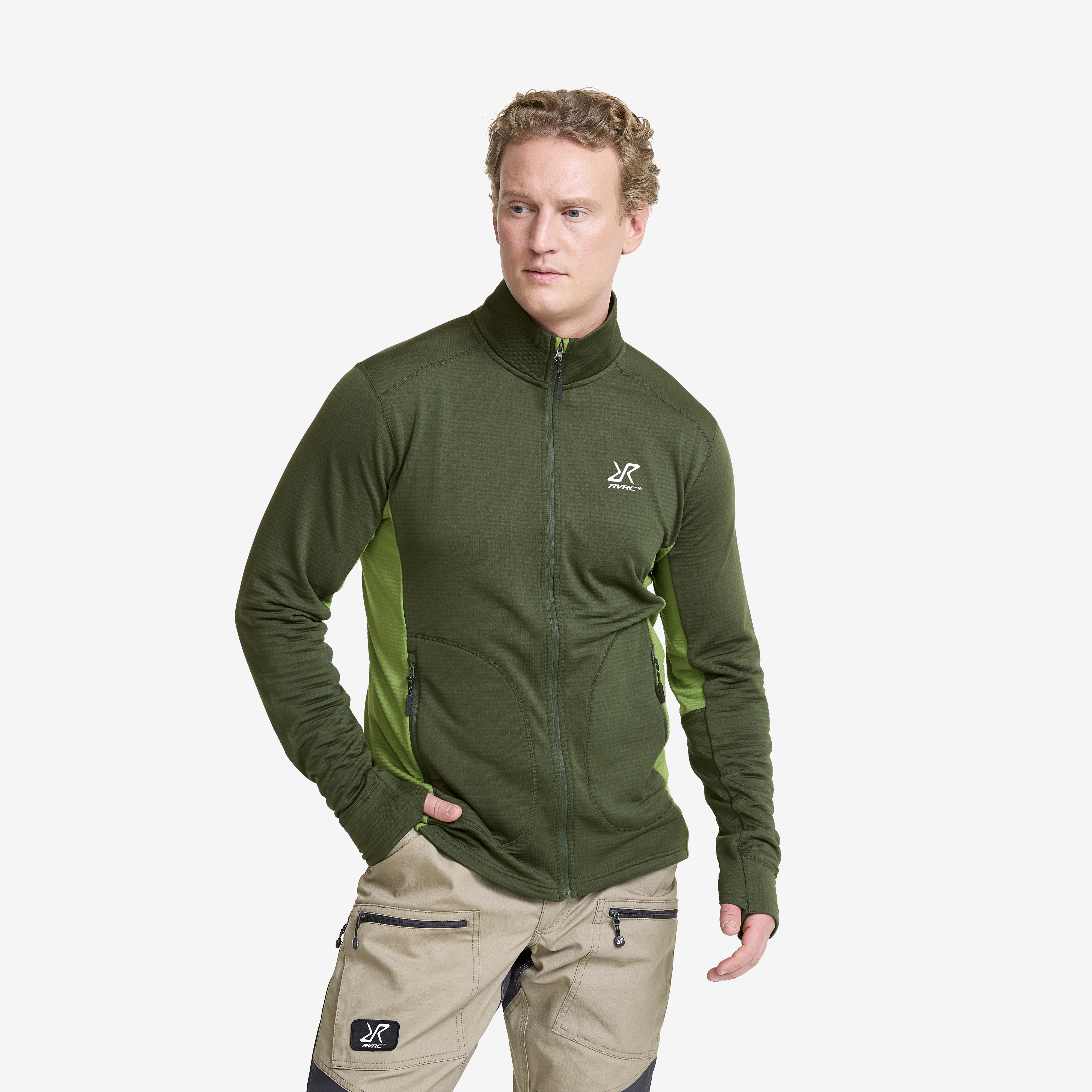 Waffle Full-zip Fleece Forest Green Herr