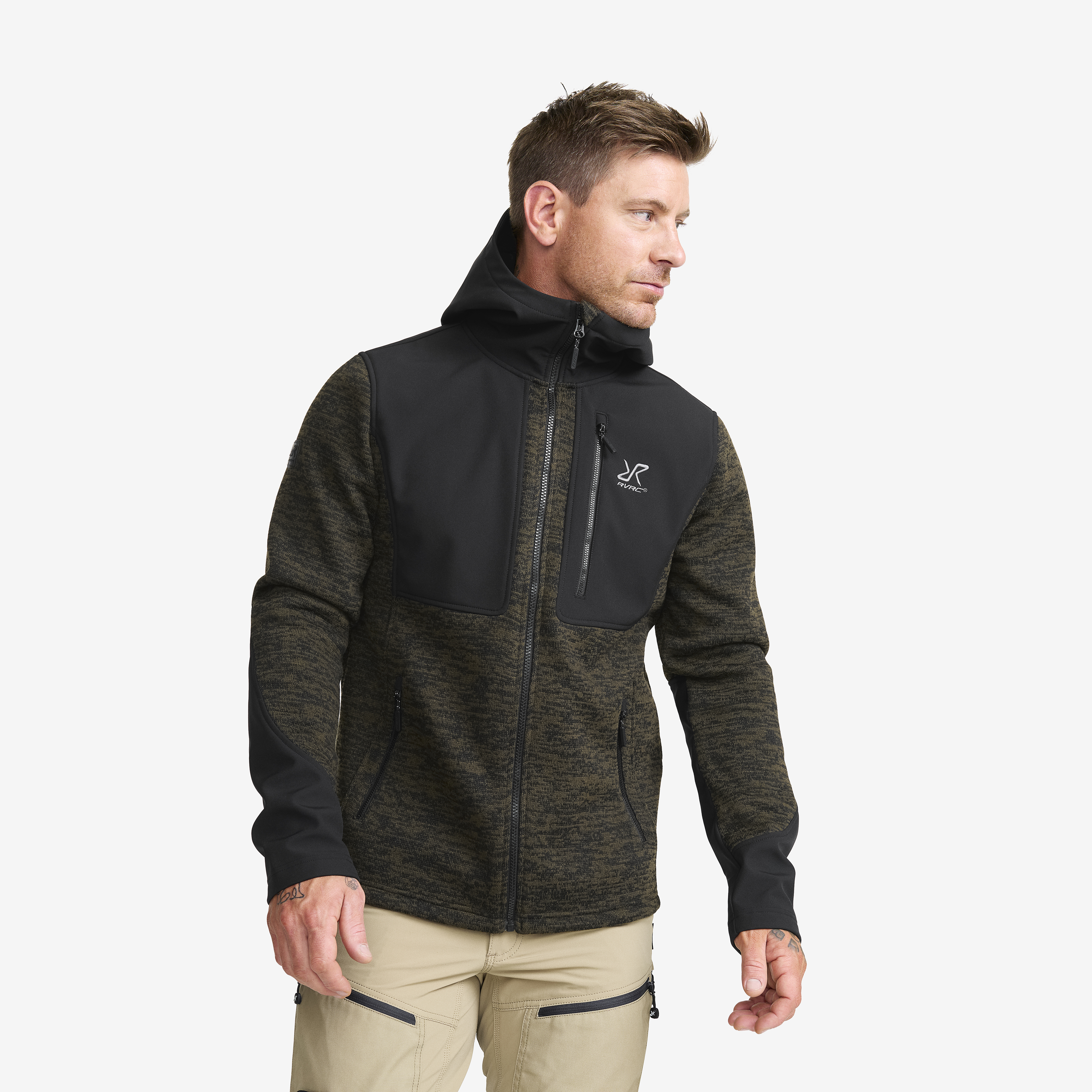 Wander Pro Wool Hoodie Dark Olive Herre, 
