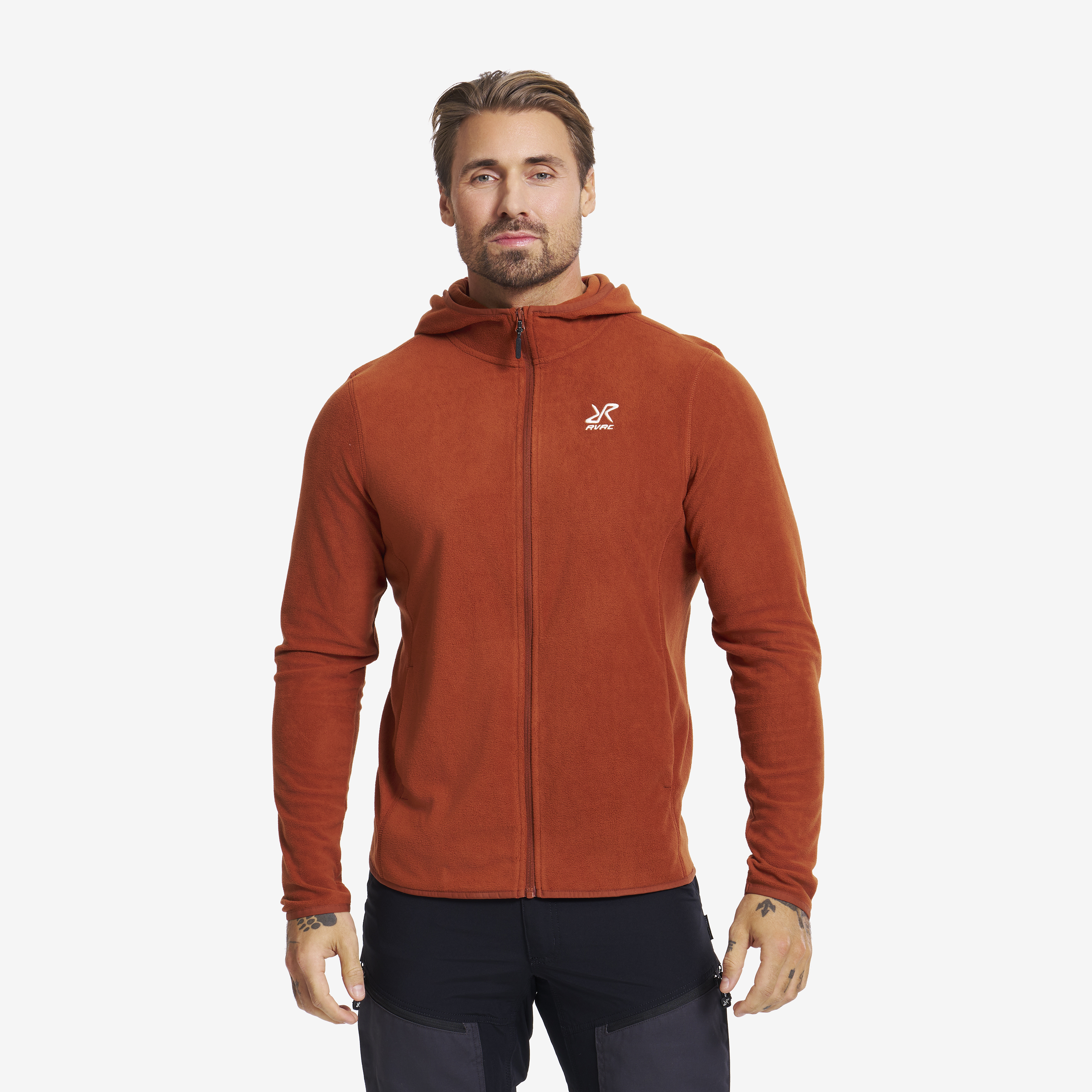 Hiker Fleece Hoodie Rusty Orange Herre, 
