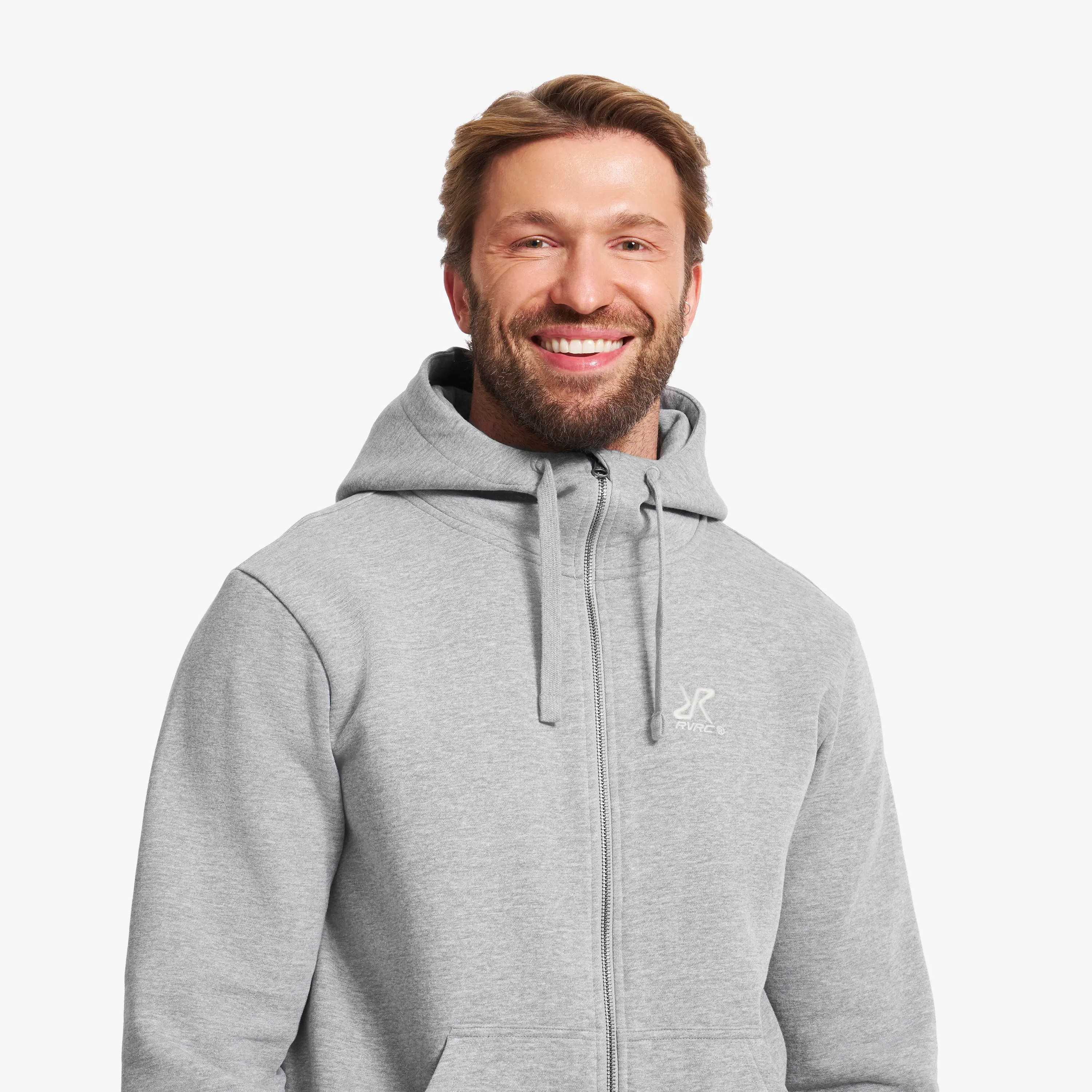 RVRC Full-zip Hoodie Men Grey Melange | RevolutionRace