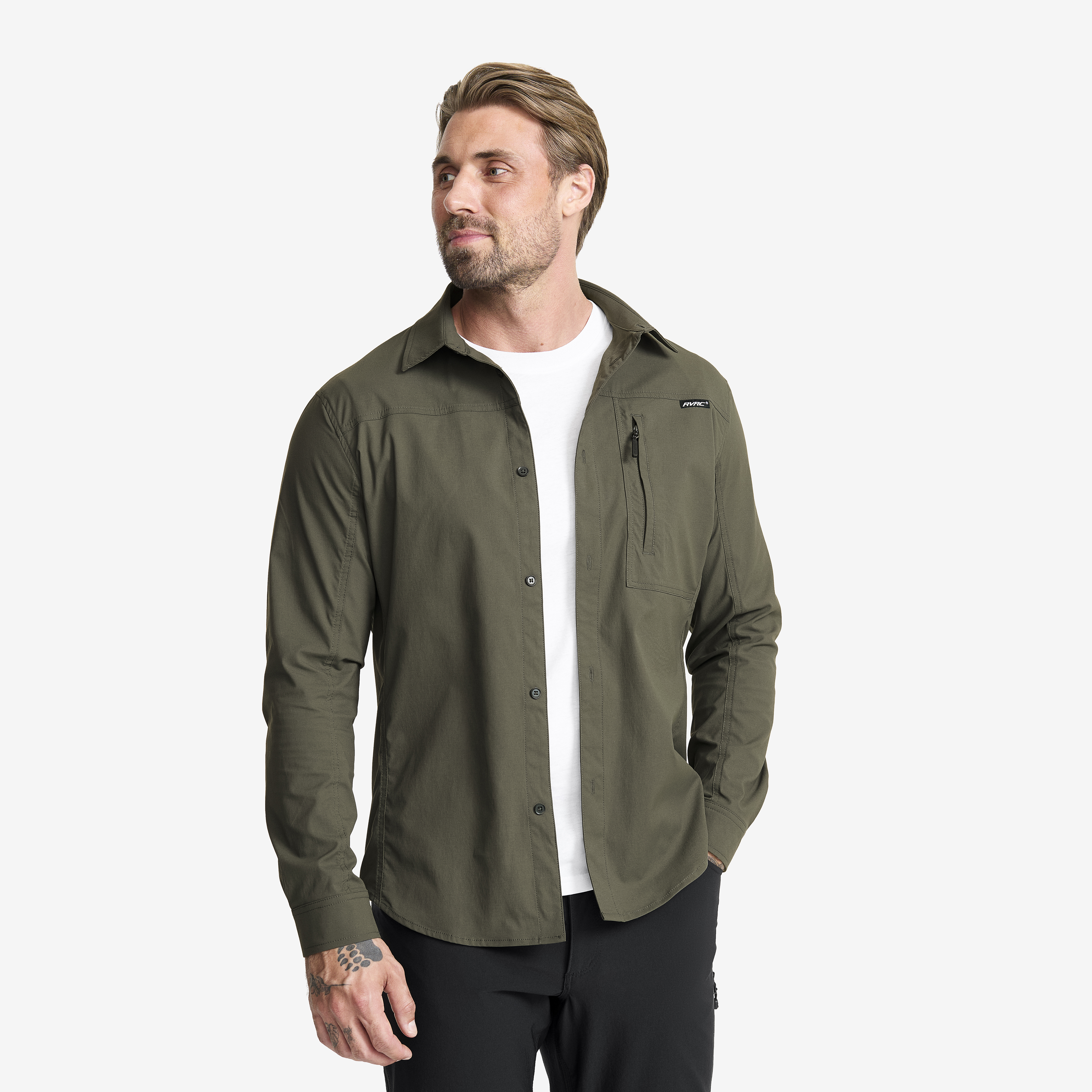 Preparation Stretch Shirt Herre Kambaba Green, Størrelse:S - Herre > Overdele > Skjorter