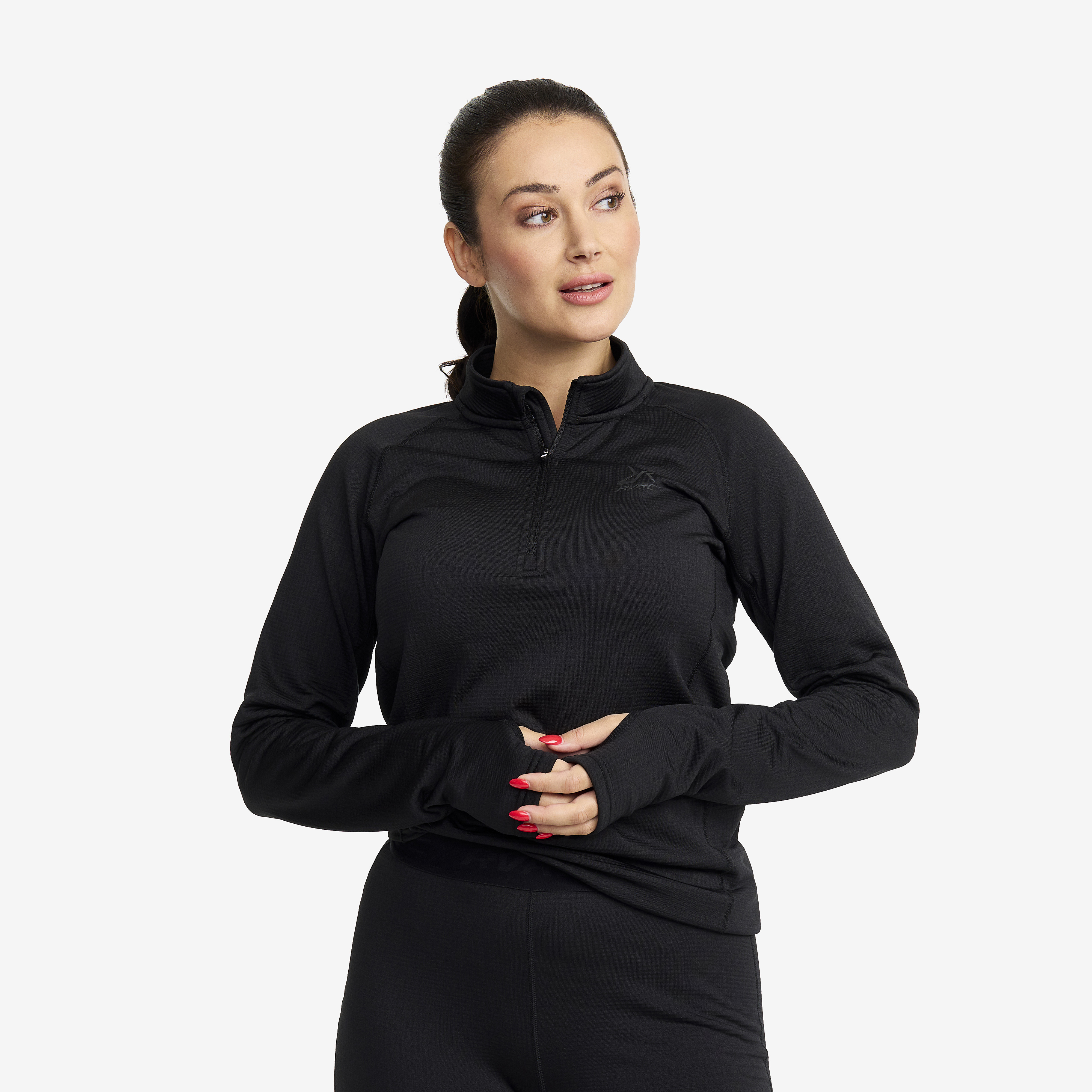 Waffle Half-zip Baselayer Top Dam Black, :2XL