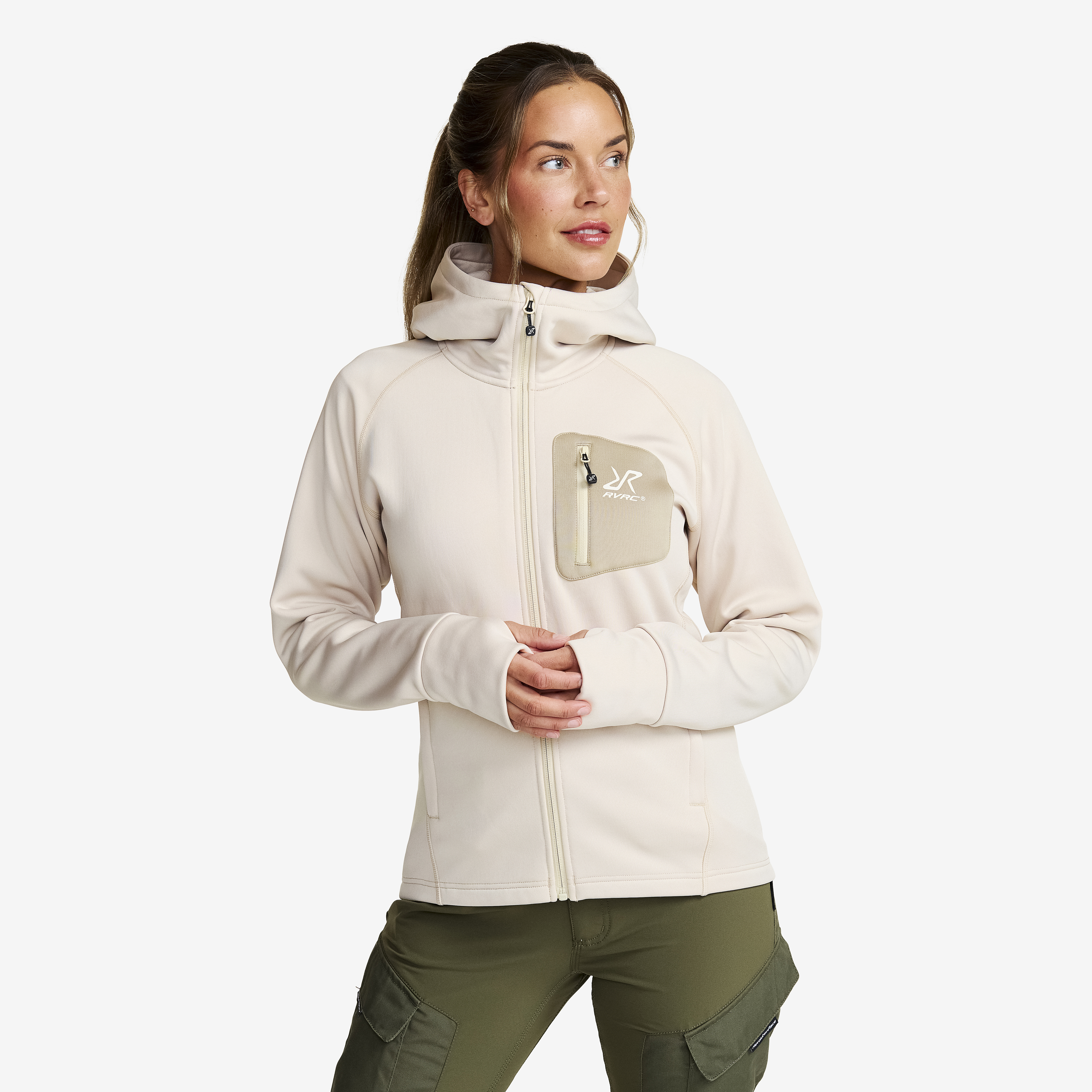 Evolution Stretch Fleece Hoodie Oatmeal Femme,