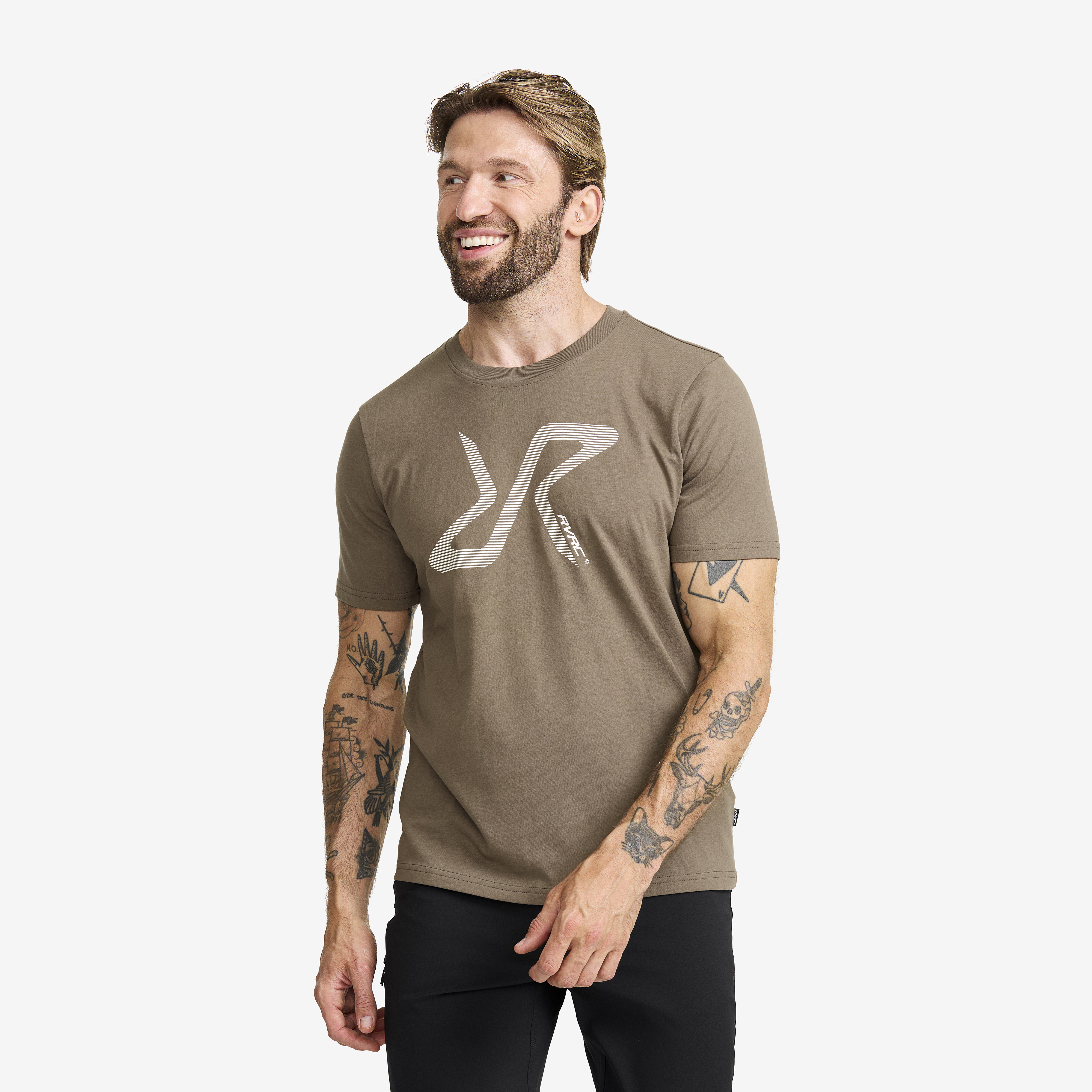 Easy Graphic Logo T-Shirt Morel Grey Herren,
