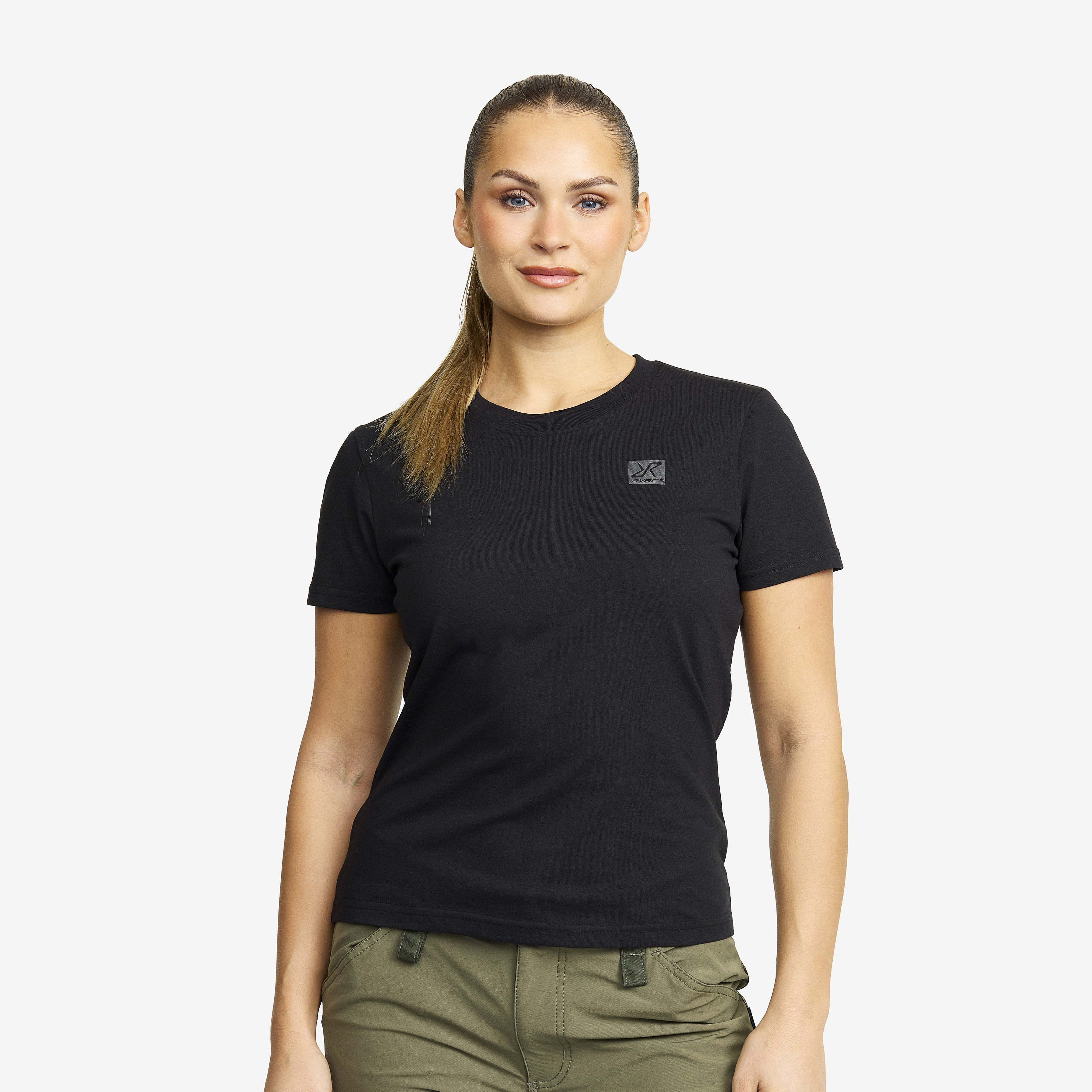 Easy Slim Fit T shirt Naiset Black RevolutionRace easy-slim-fit-t-shirt-naiset-black-revolutionrace