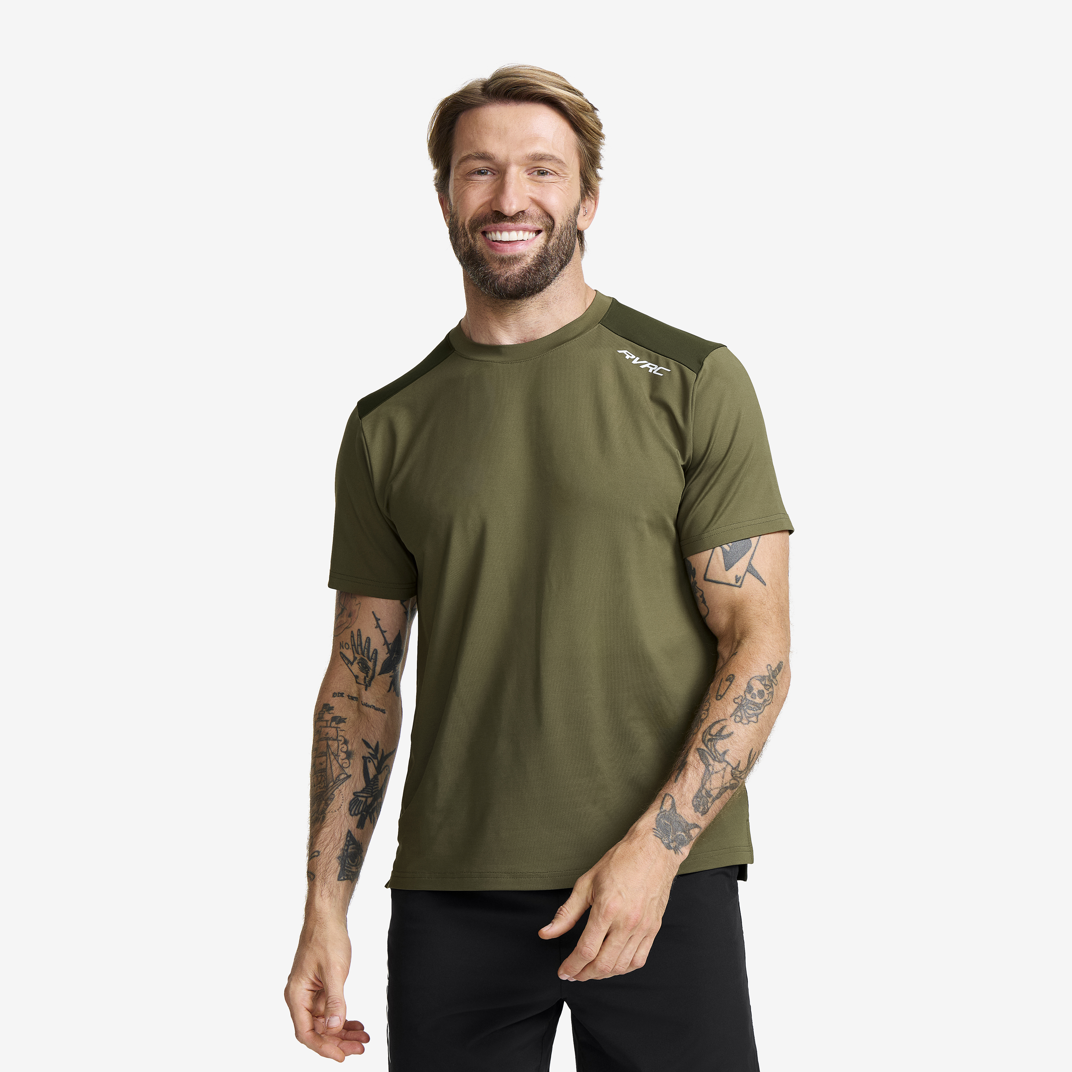 Direction Active Contrast T-shirt Herre Grape Leaf/Rosin Green