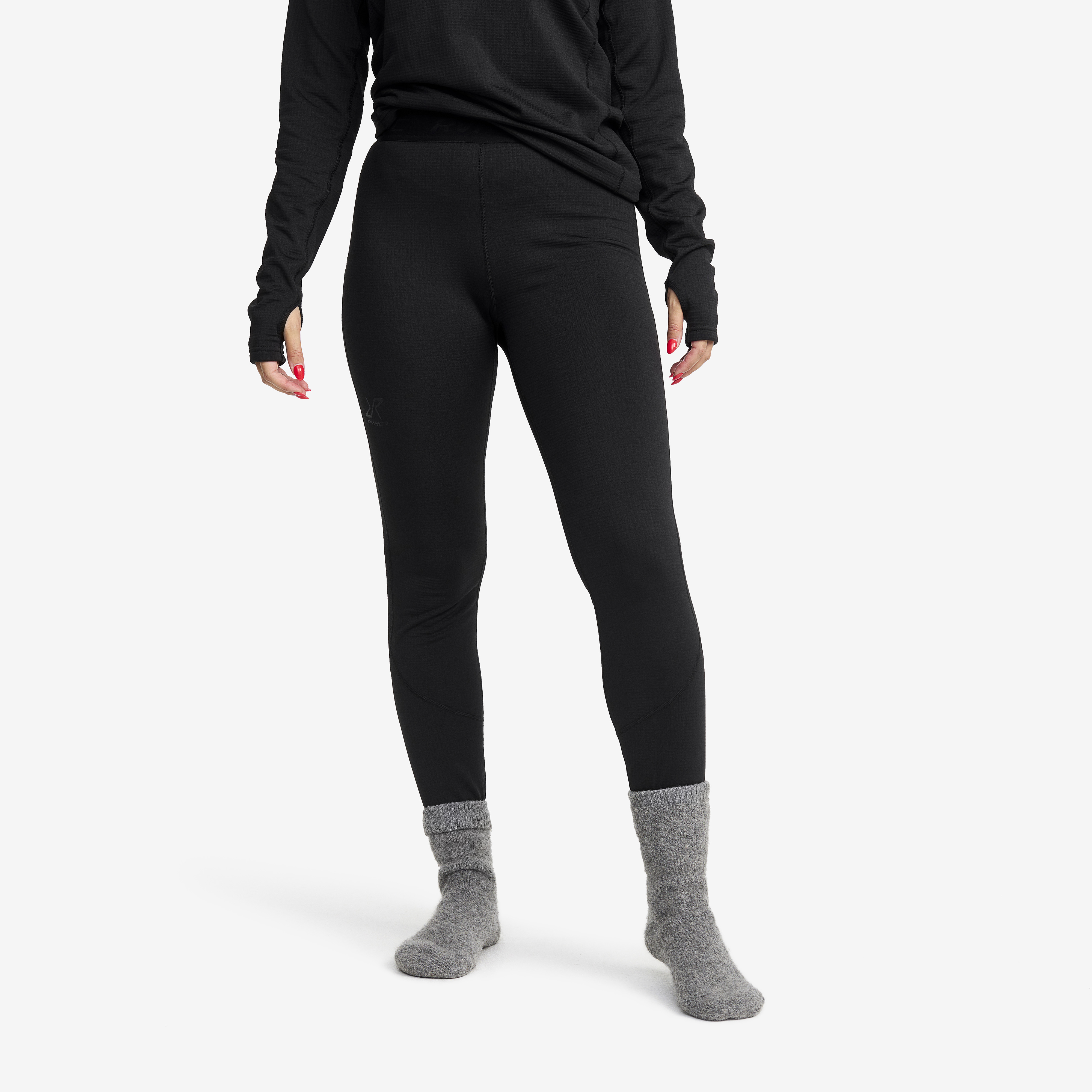 Waffle Baselayer Pants Dam Black, :2XL