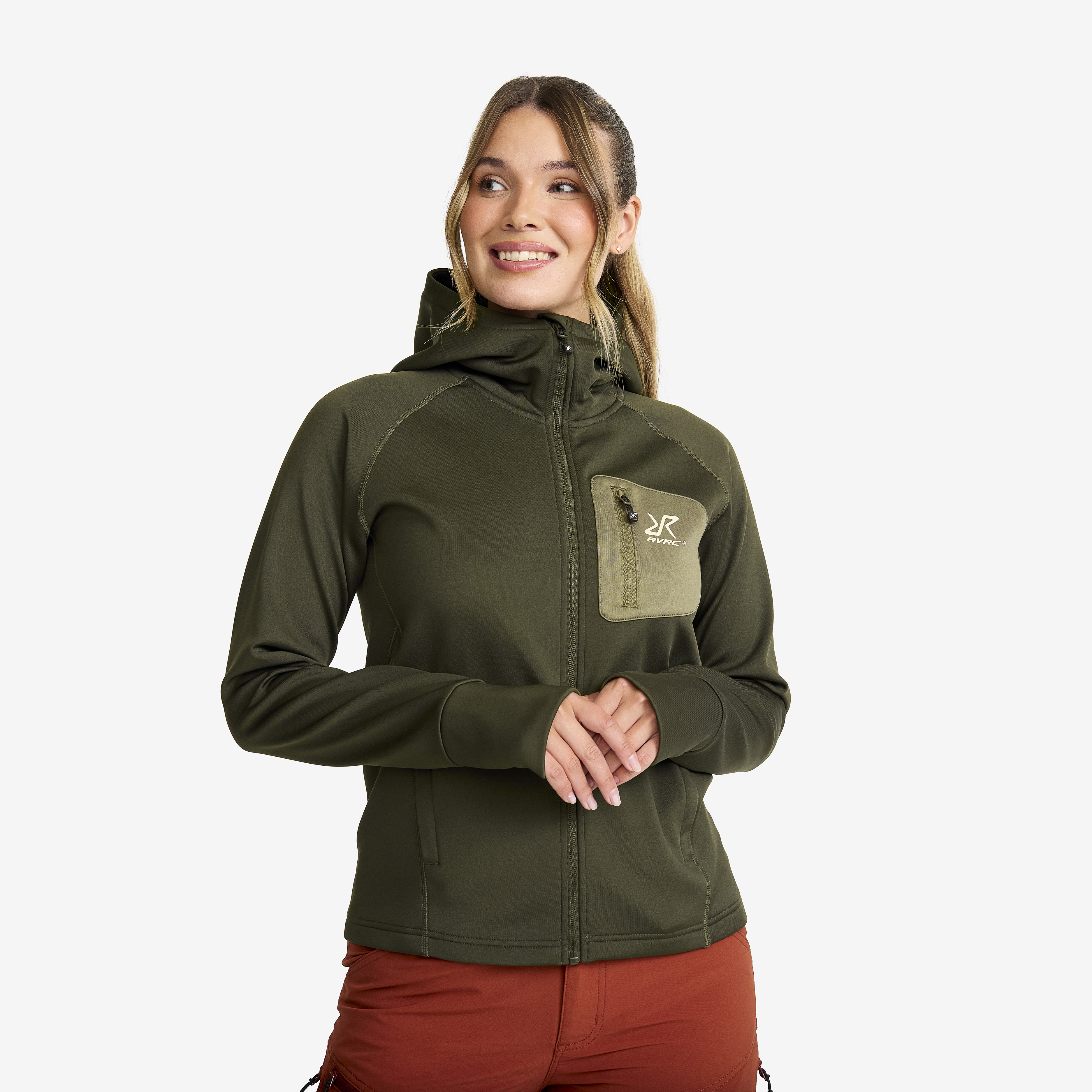 Evolution Stretch Fleece Hoodie Forest Night Donna