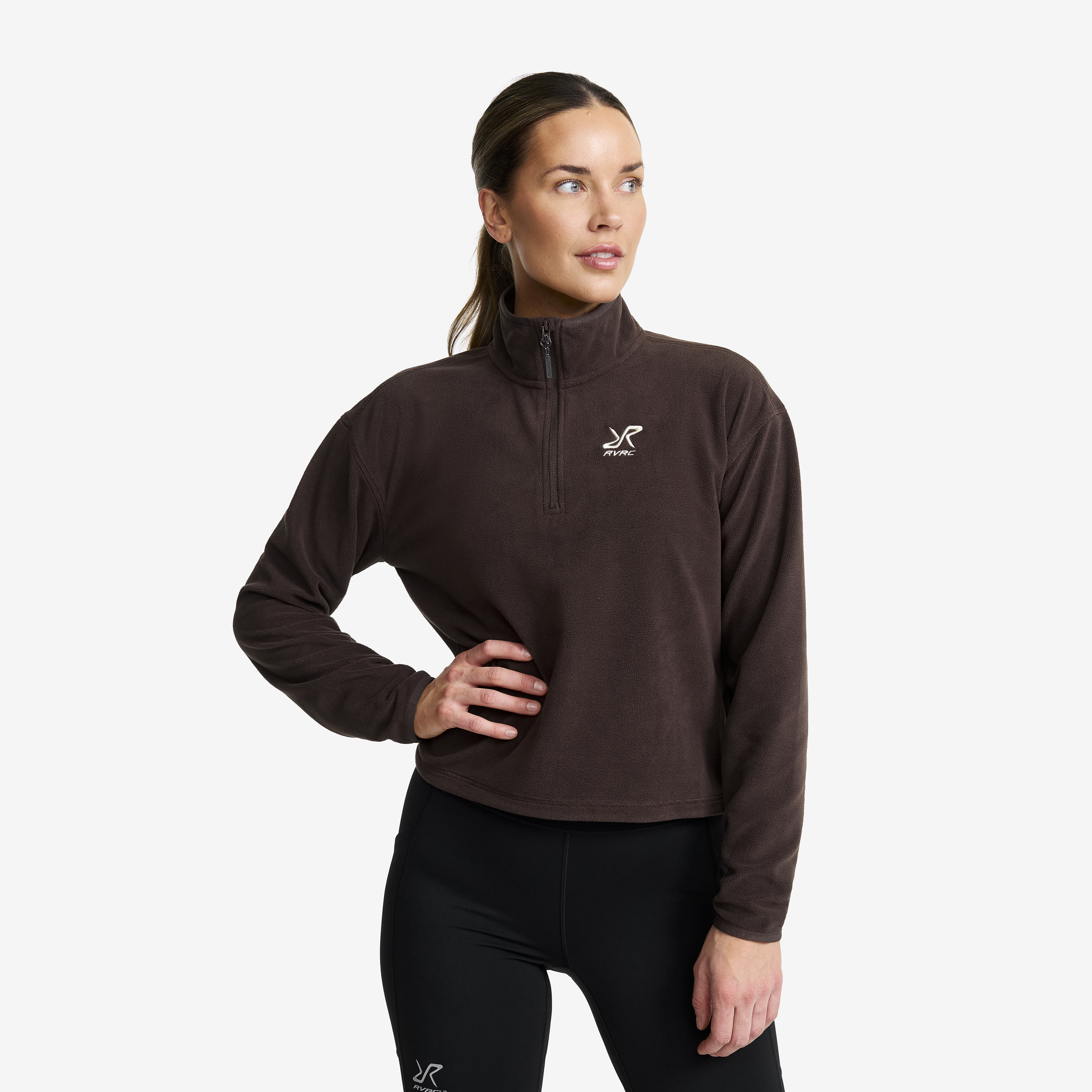 Hiker Cropped Half-zip Fleece Seal Brown Damen, 