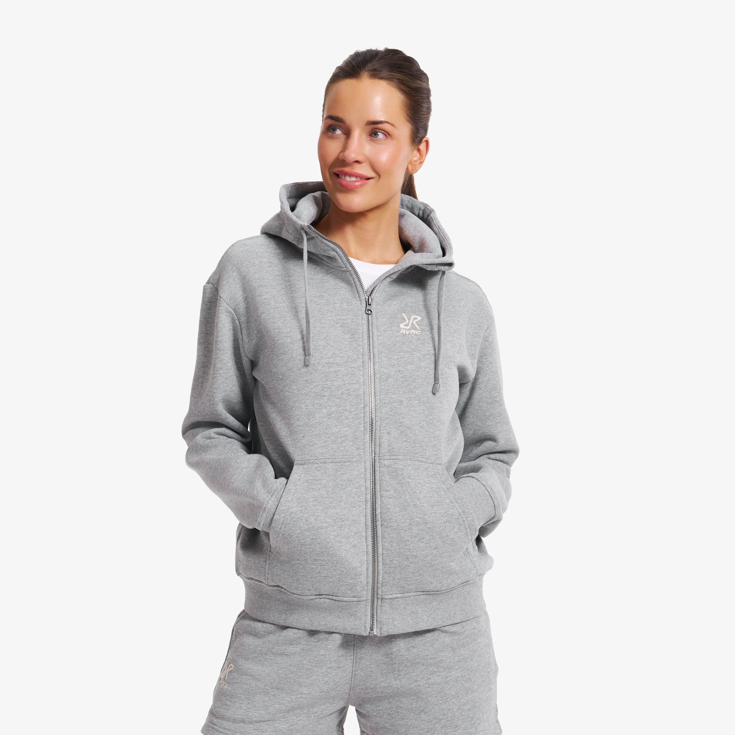 RVRC Full-zip Hoodie Dame Grey Melange, Størrelse:2XL - Dame > Overdele > Hoodies & Sweatshirts