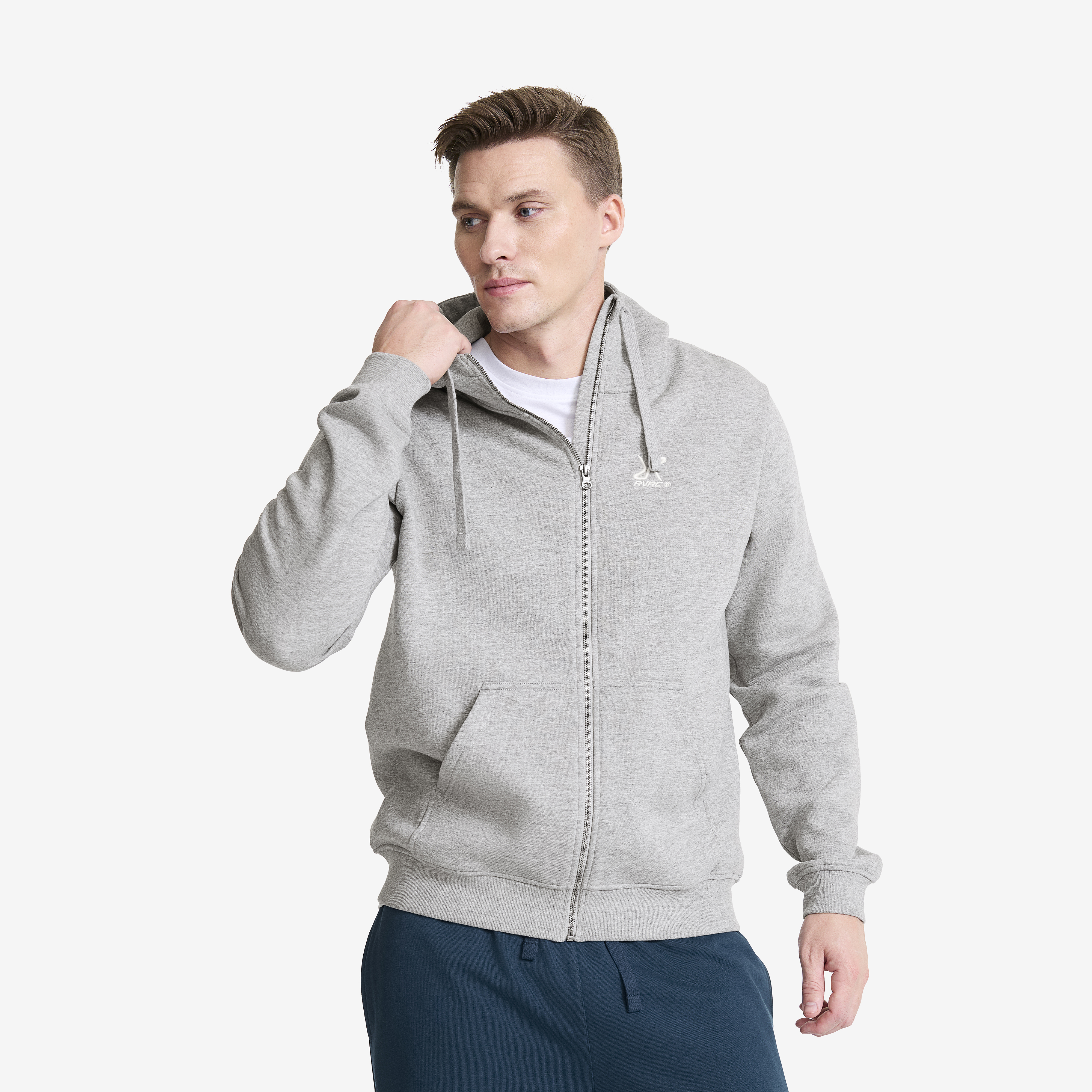RVRC Full-zip Hoodie Grey Melange Herr,