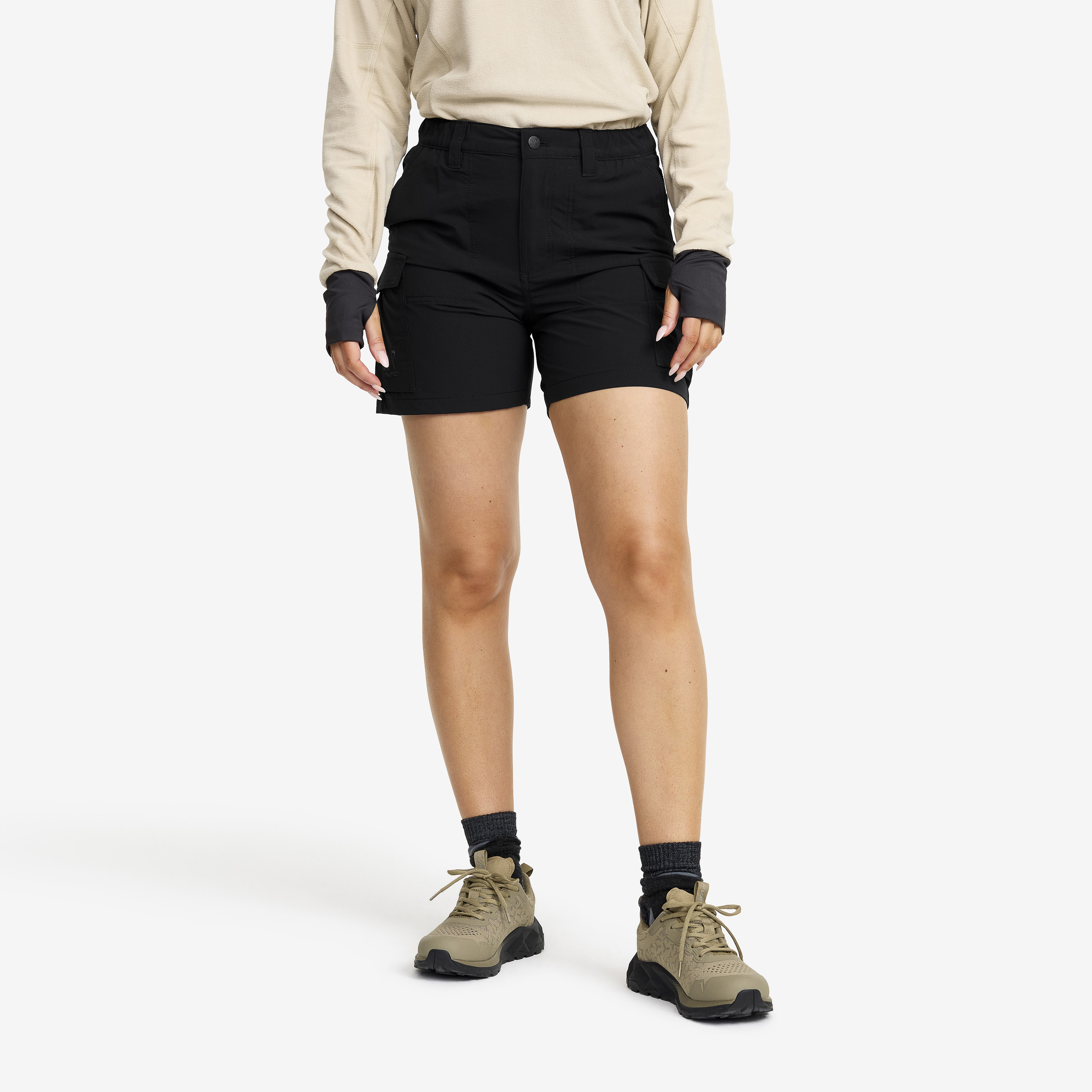 RevolutionRace Adventure Cargo Stretch Shorts voor Dames, Lichtgewicht en Praktische Wandelshorts, Black, XL