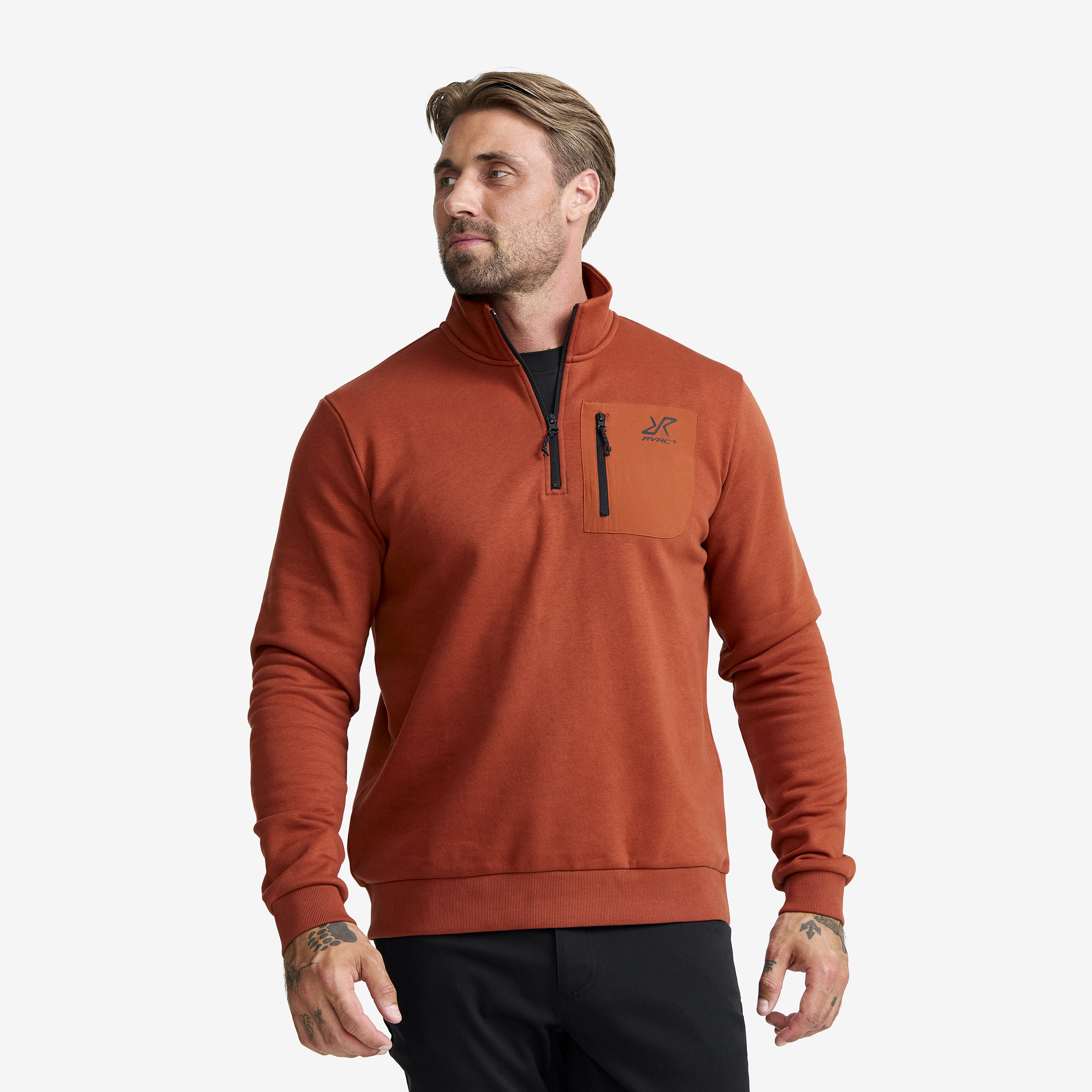 RVRC Half-zip Sweater Rusty Orange Homme,
